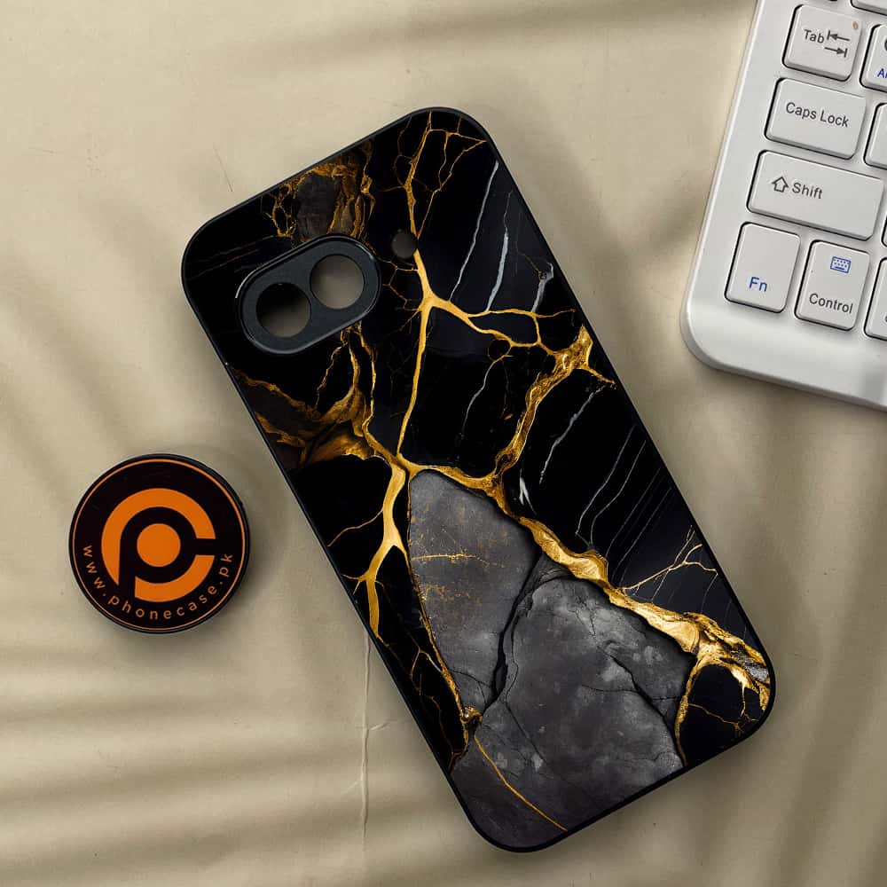 Google Pixel 9a - Liquid Marble Series - Premium Metal Printed soft Bumper Shock Proof Case