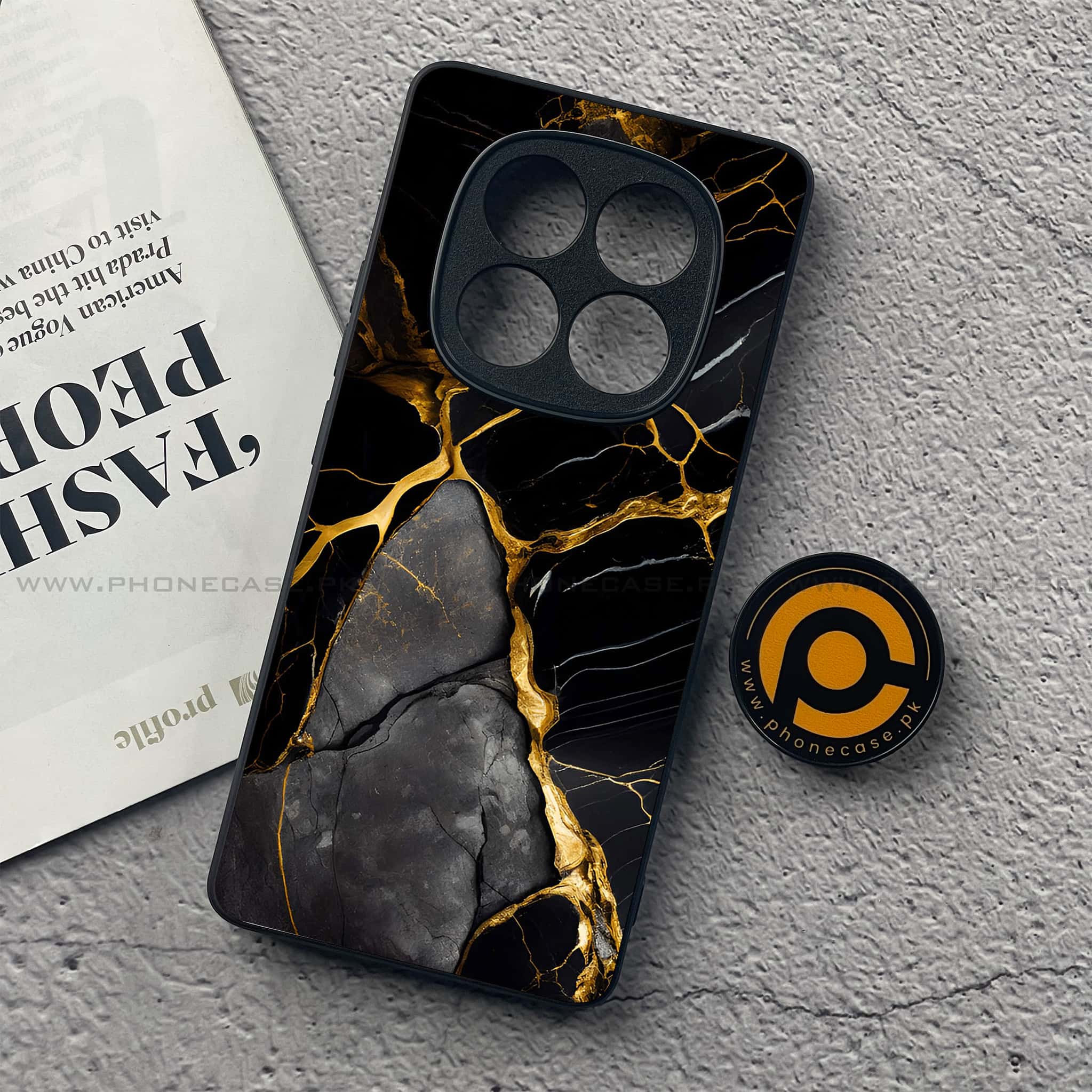 Redmi Note 14 Pro Plus 5G - Liquid Marble Series - Premium Printed Glass soft Bumper shock Proof Case