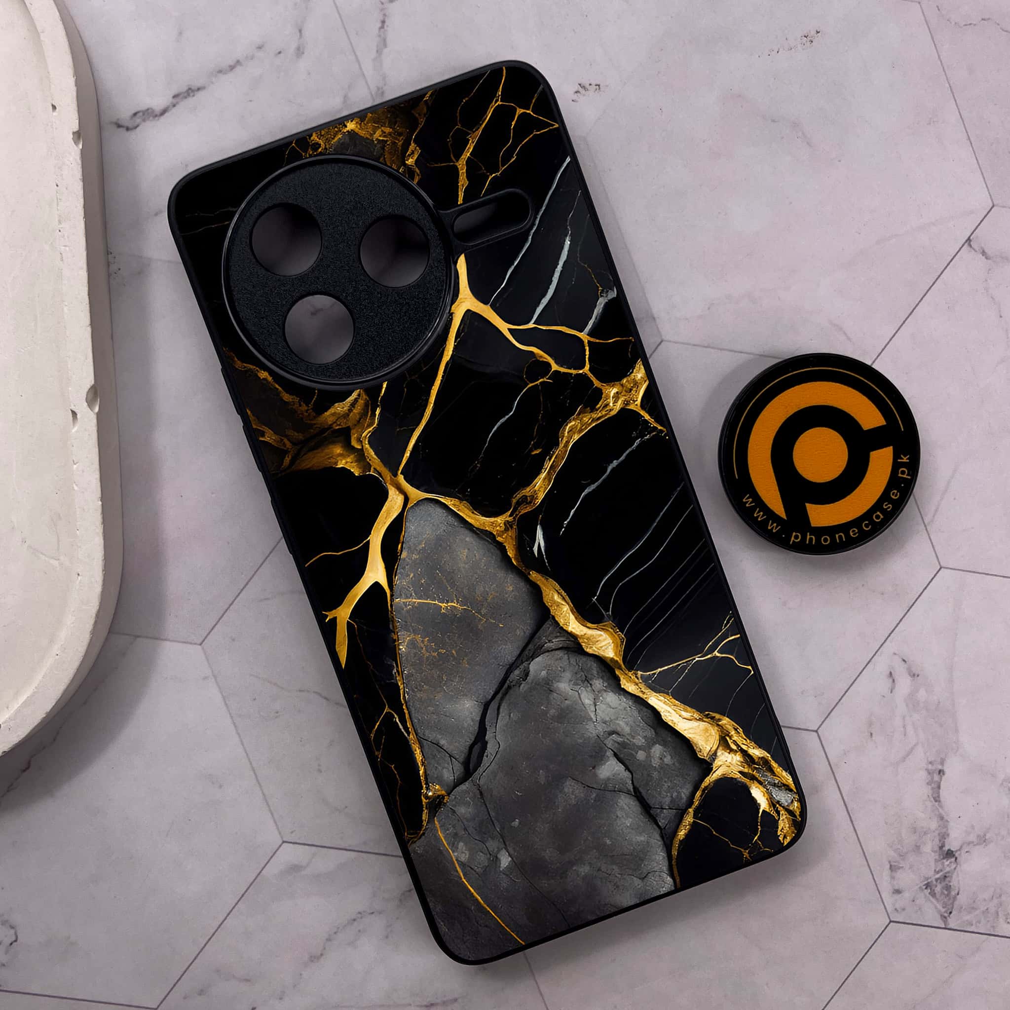 Xiaomi Poco F7 Pro 5G - Liquid Marble Series - Premium Metal Printed soft Bumper shock Proof Case
