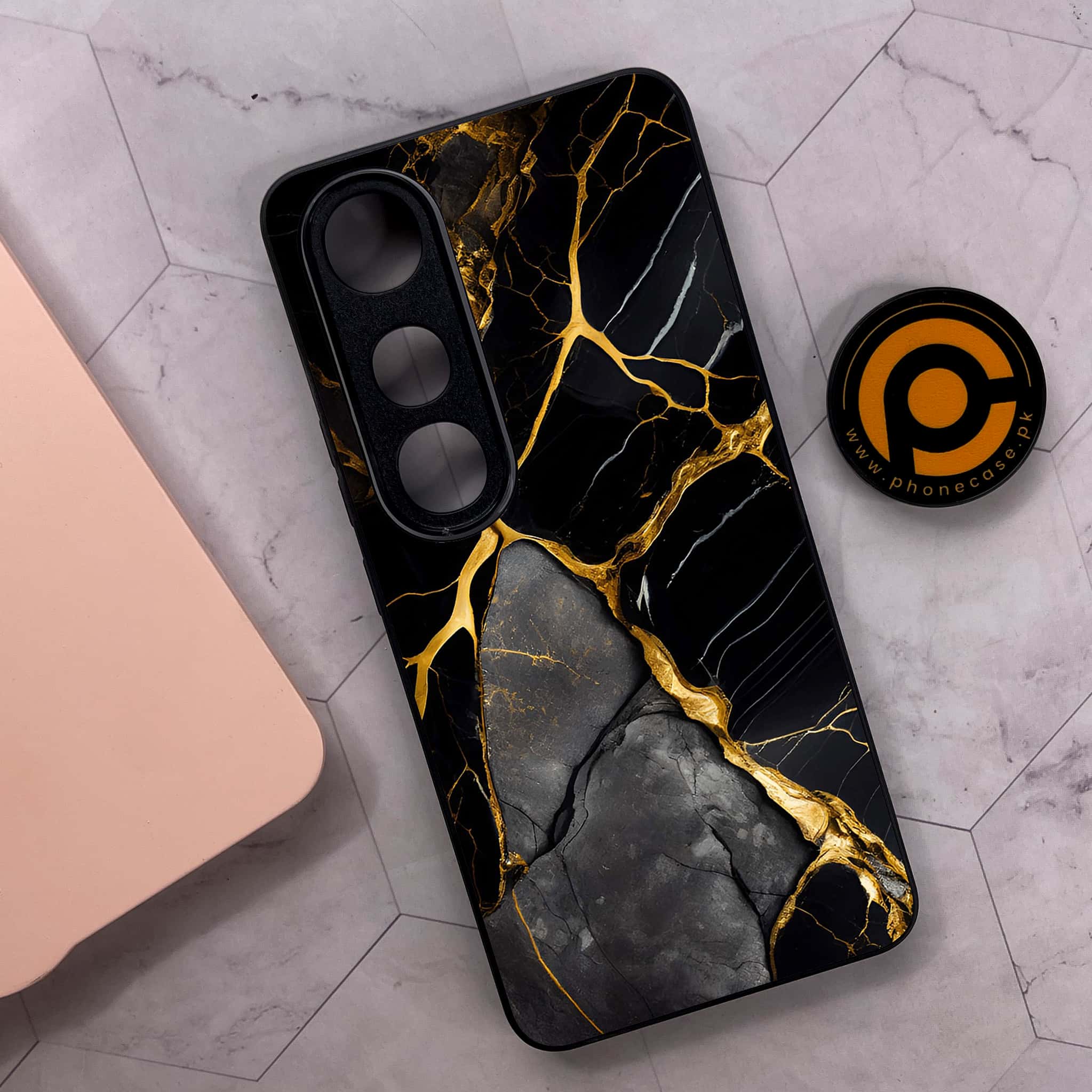 Vivo V50 Lite - Liquid Marble Series - Premium Metal Printed soft Bumper shock Proof Case