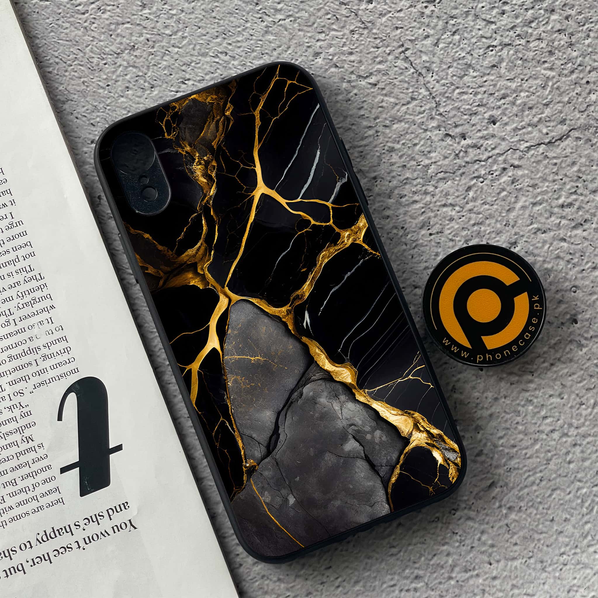 iPhone XR - Liquid Marble Series - Premium Metal Printed soft Bumper shock Proof Case