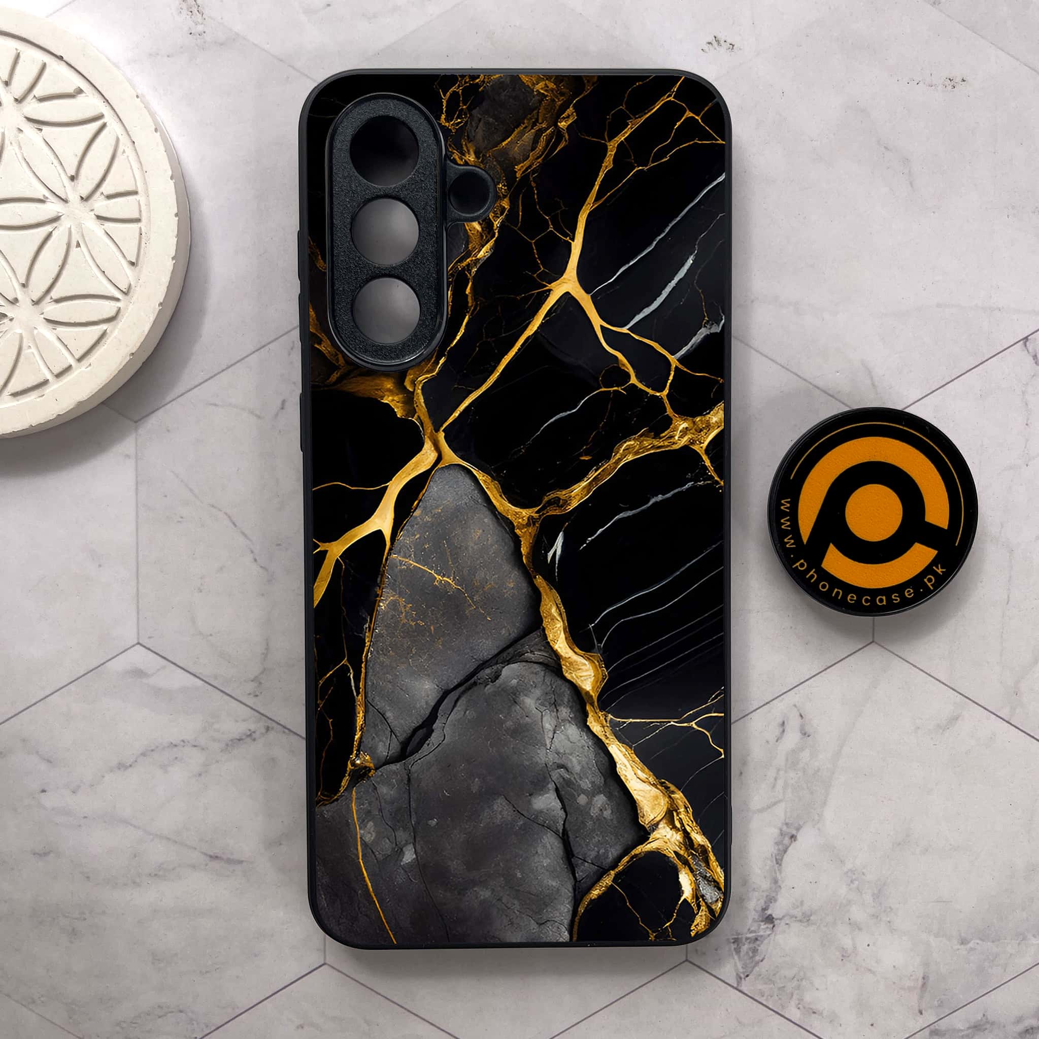 Samsung Galaxy A26 5G - Liquid Marble Series - Premium Metal Printed soft Bumper shock Proof Case