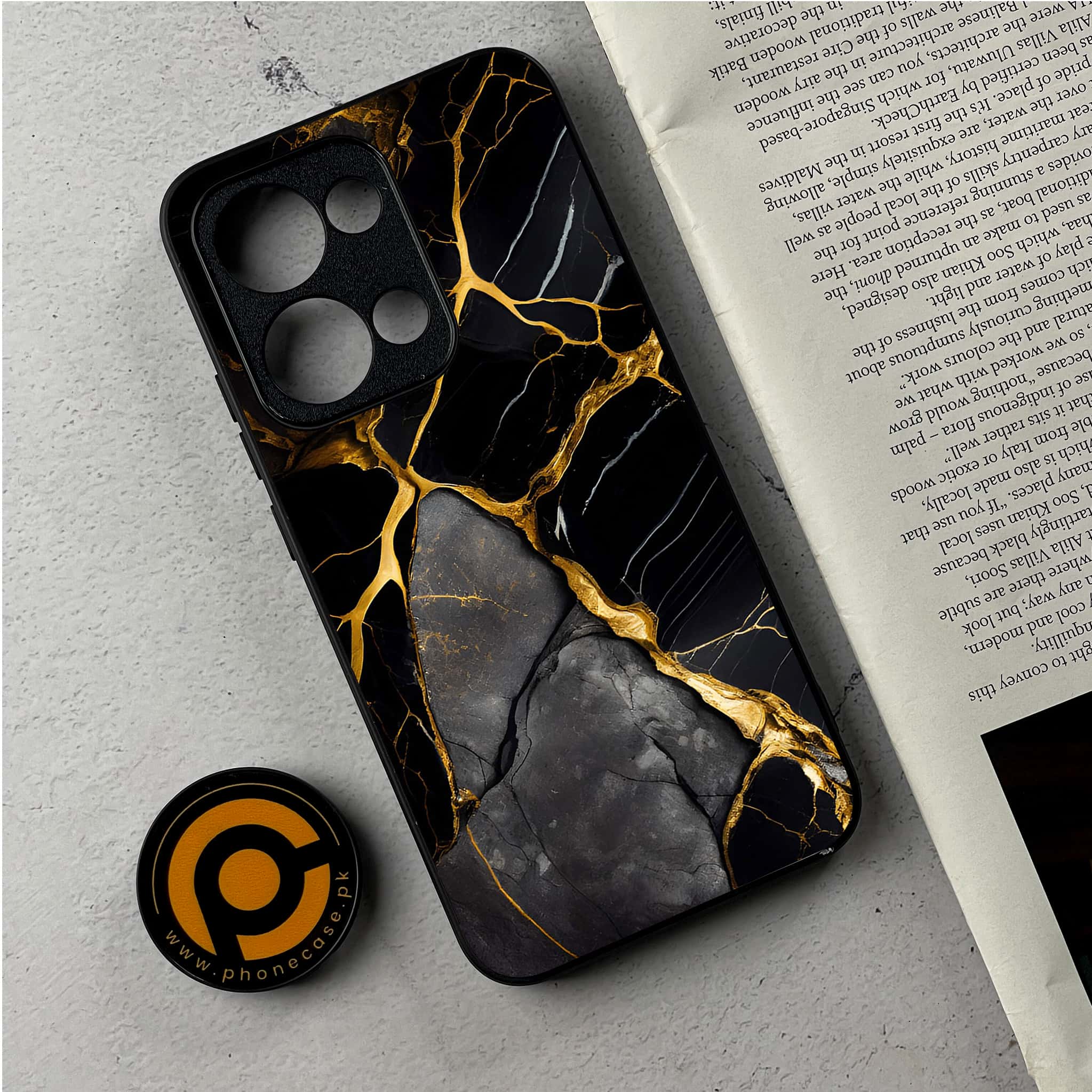 Oppo Reno 13 - Liquid Marble Series - Premium Metal Printed Soft Bumper Shockproof Case