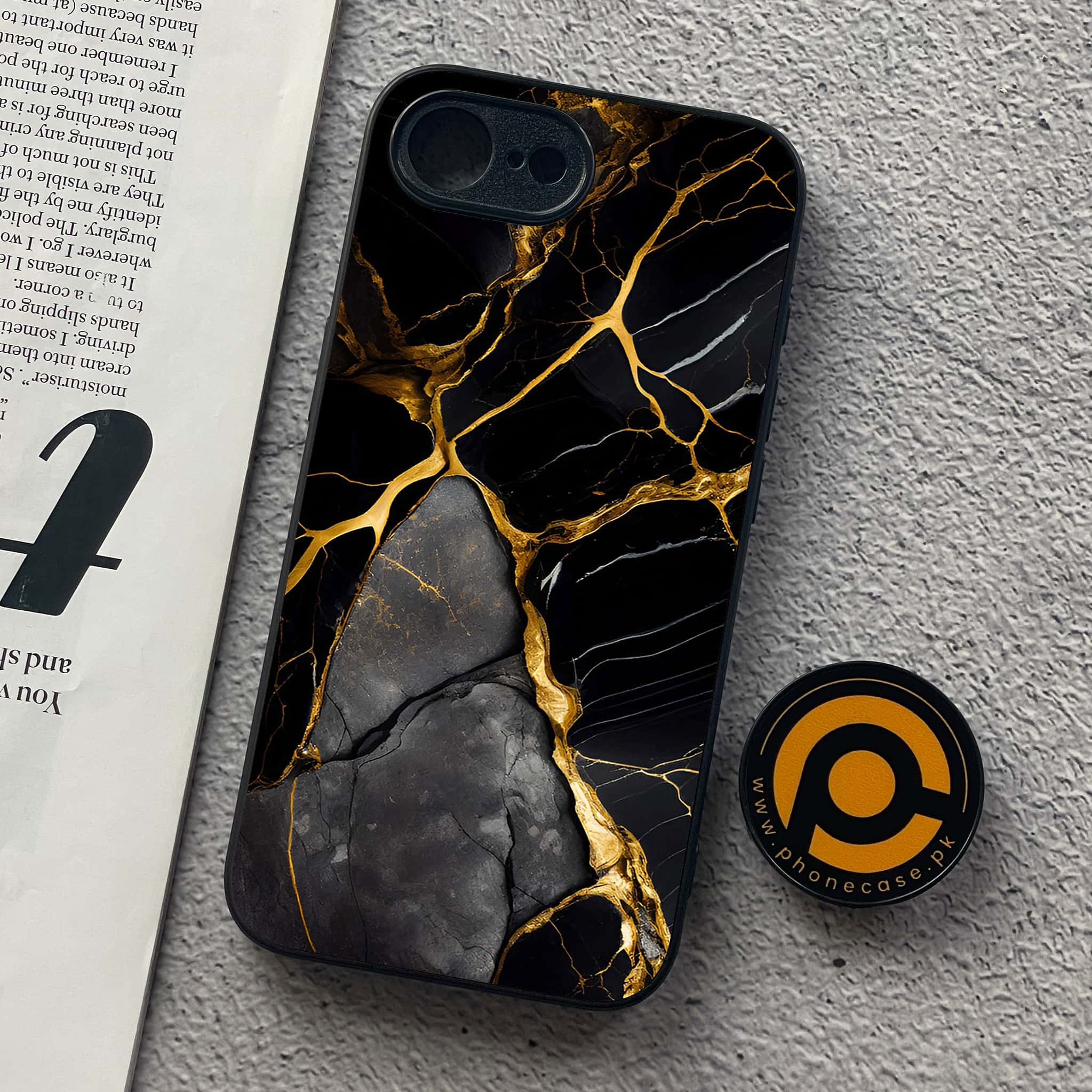 iPhone 16e - Liquid Marble Series - Premium Metal  Printed soft Bumper shock Proof Case