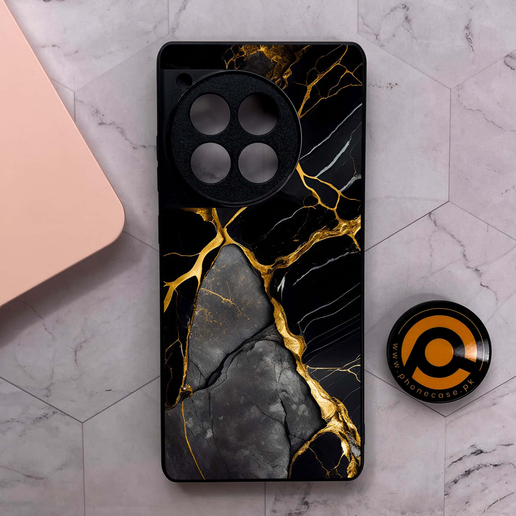 OnePlus 12R - Liquid Marble Series - Premium Metal Printed soft Bumper shock Proof Case