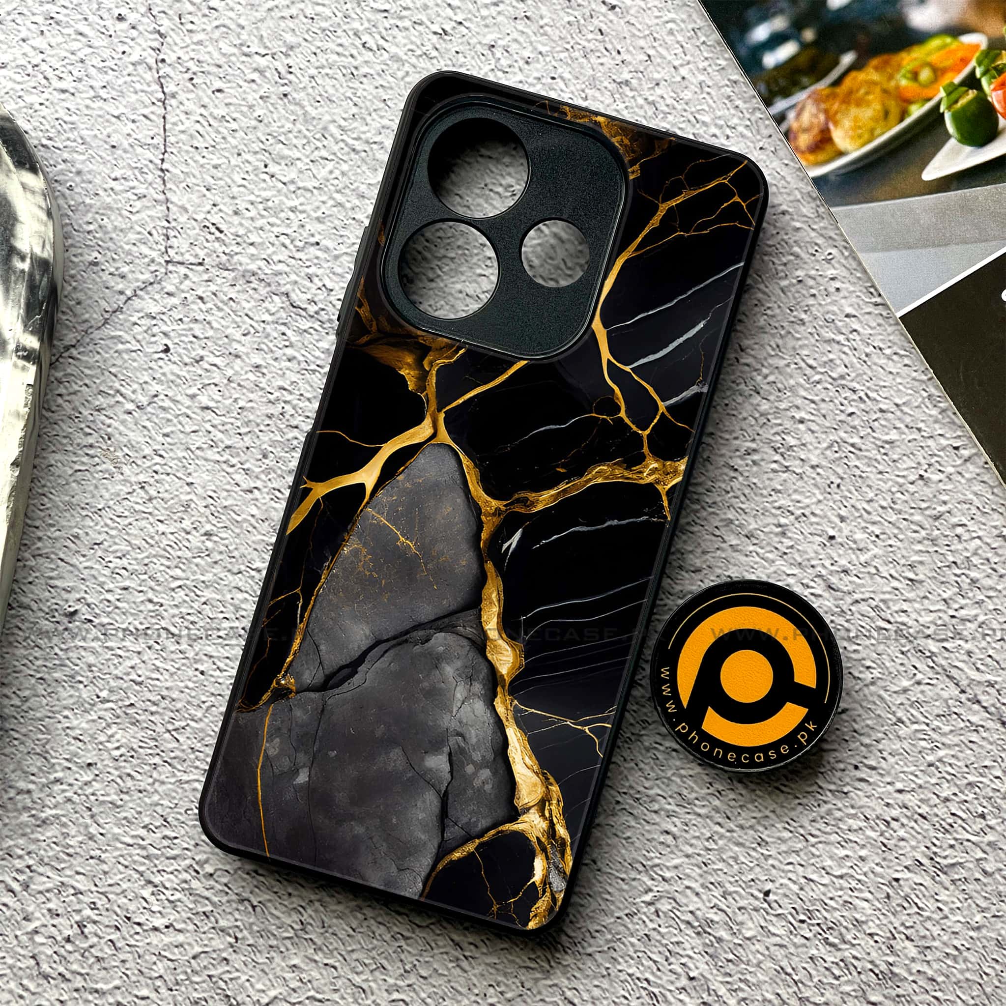 Oppo A5 Pro - Liquid Marble Series - Premium Metal Printed soft Bumper shock Proof Case