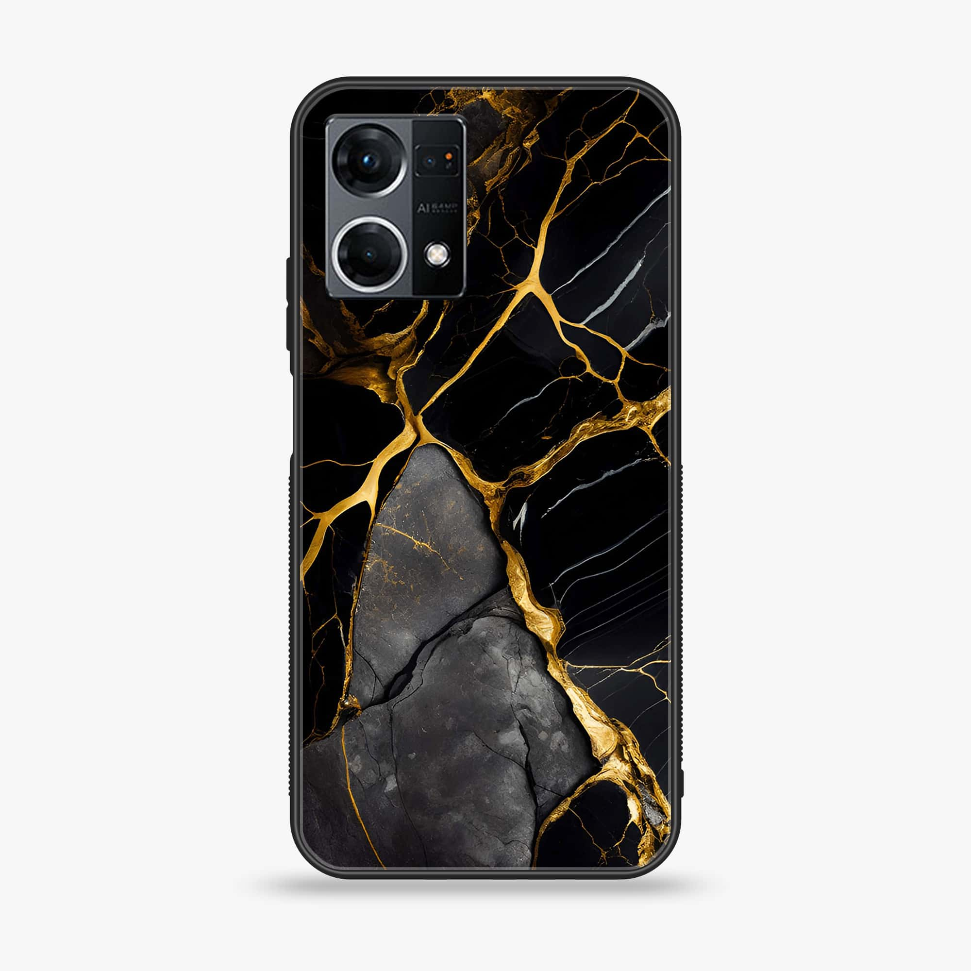 Oppo Reno 7 - Liquid Marble Series - Premium Printed Glass soft Bumper shock Proof Case