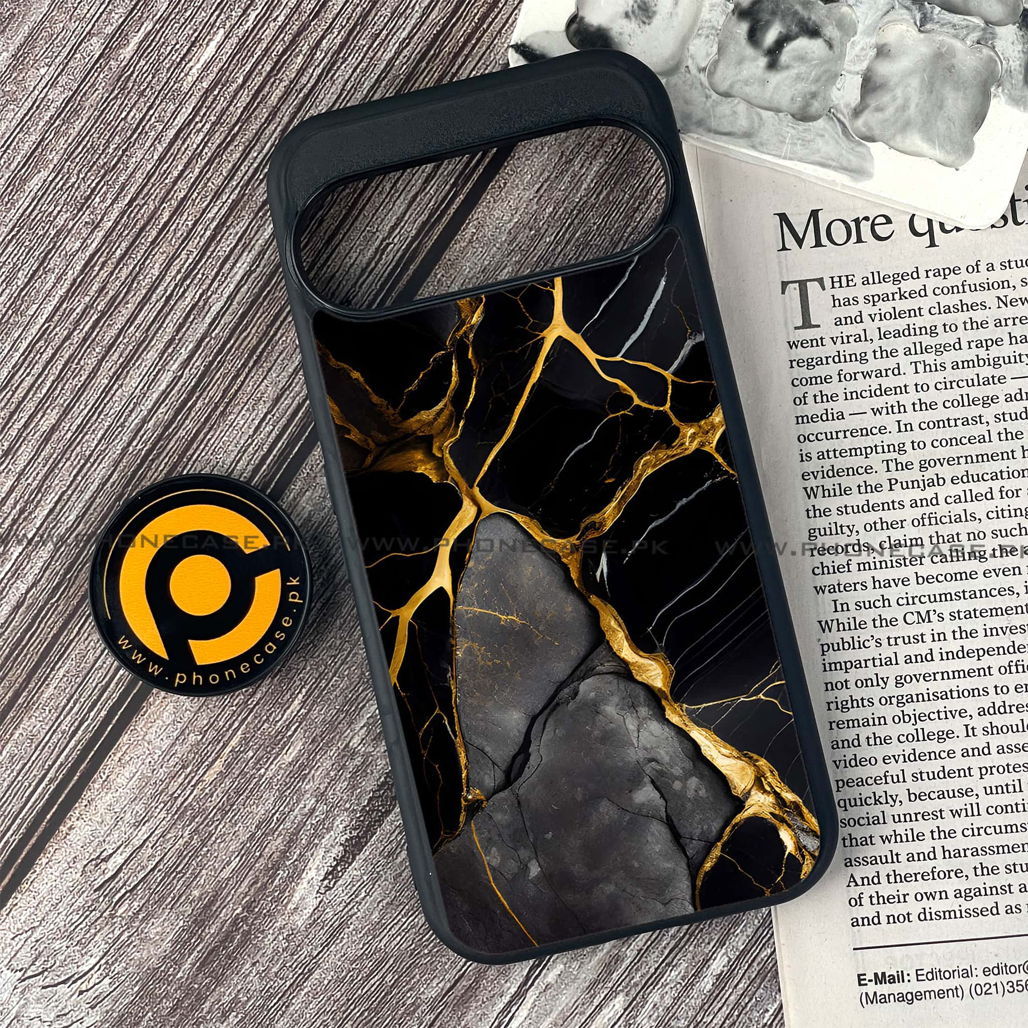 Google Pixel 9 - Liquid Marble Series - Premium Metal Printed soft Bumper Shock Proof Case