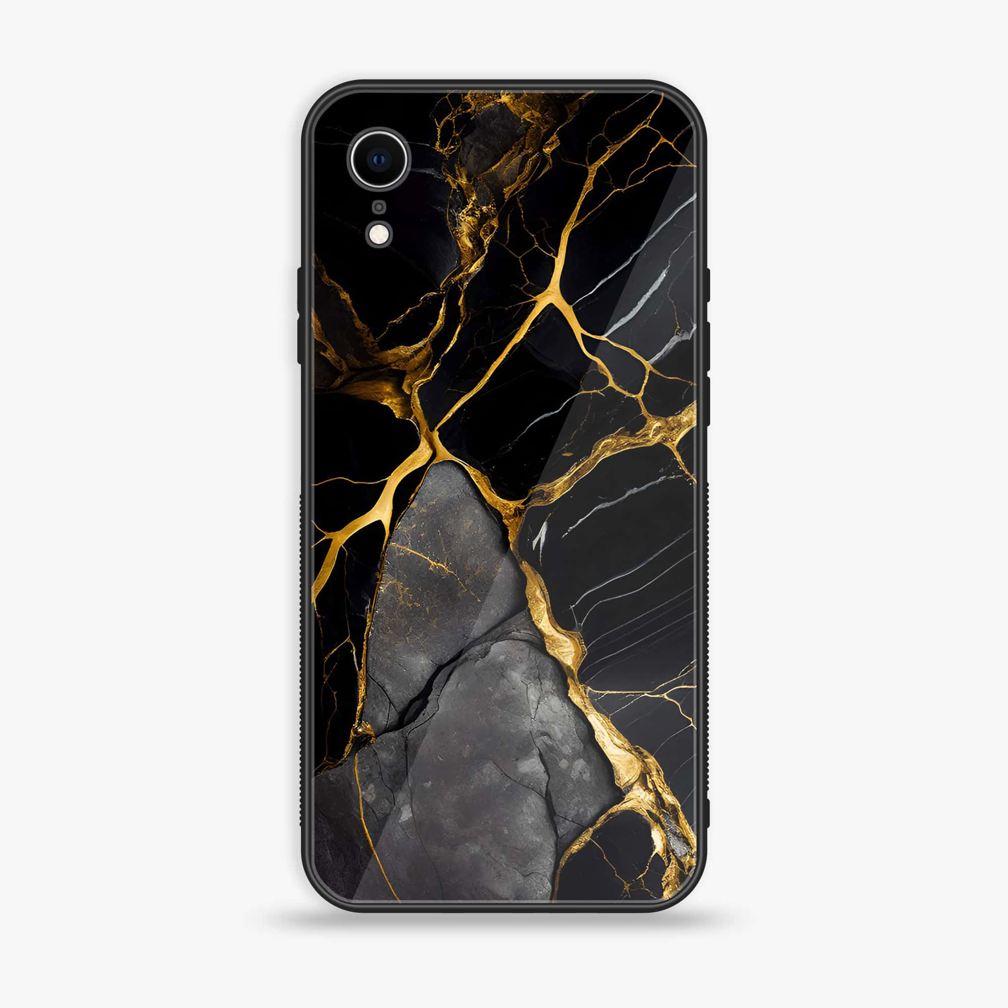 iPhone XR - Liquid Marble Series - Premium Printed Glass soft Bumper shock Proof Case