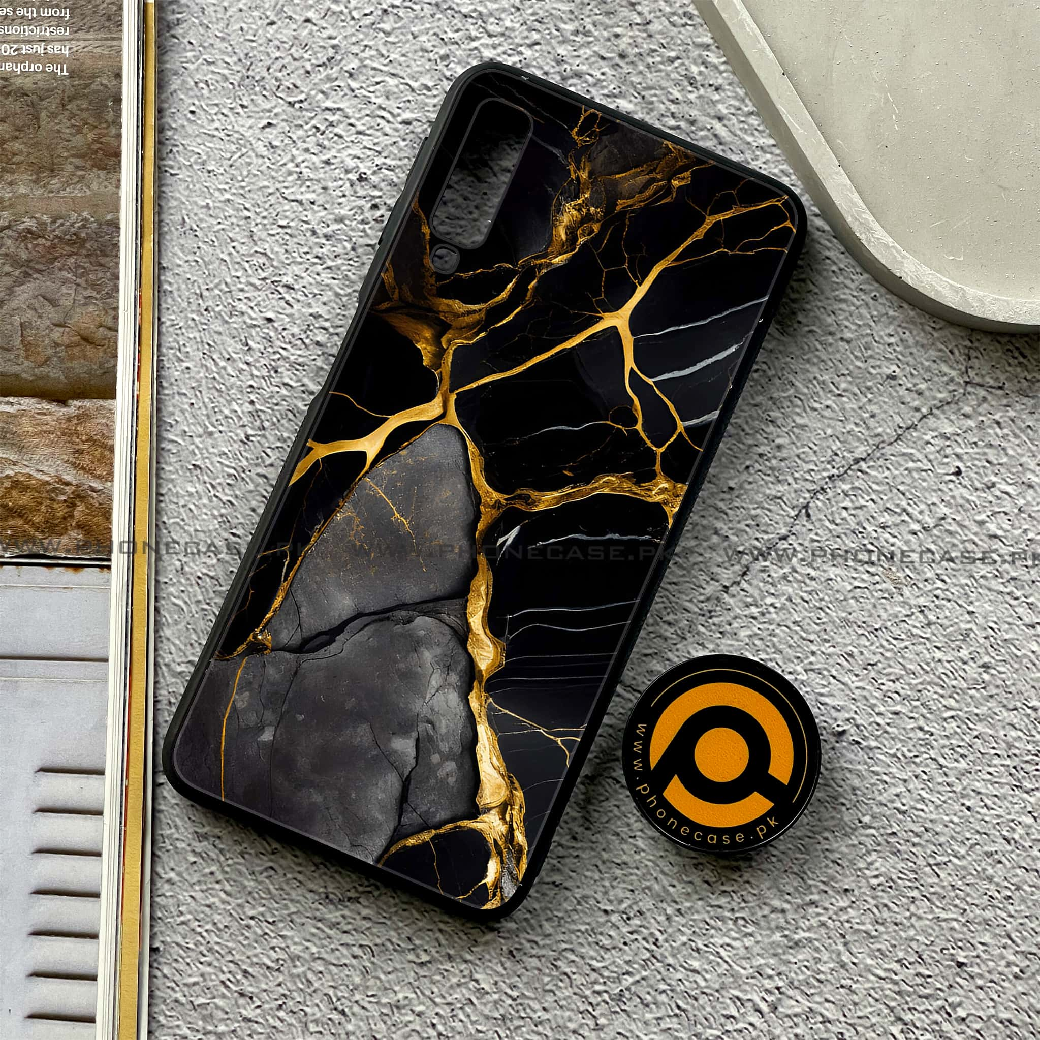 Galaxy A7 2018 - Liquid Marble Series - Premium Printed Metal soft Bumper shock Proof Case