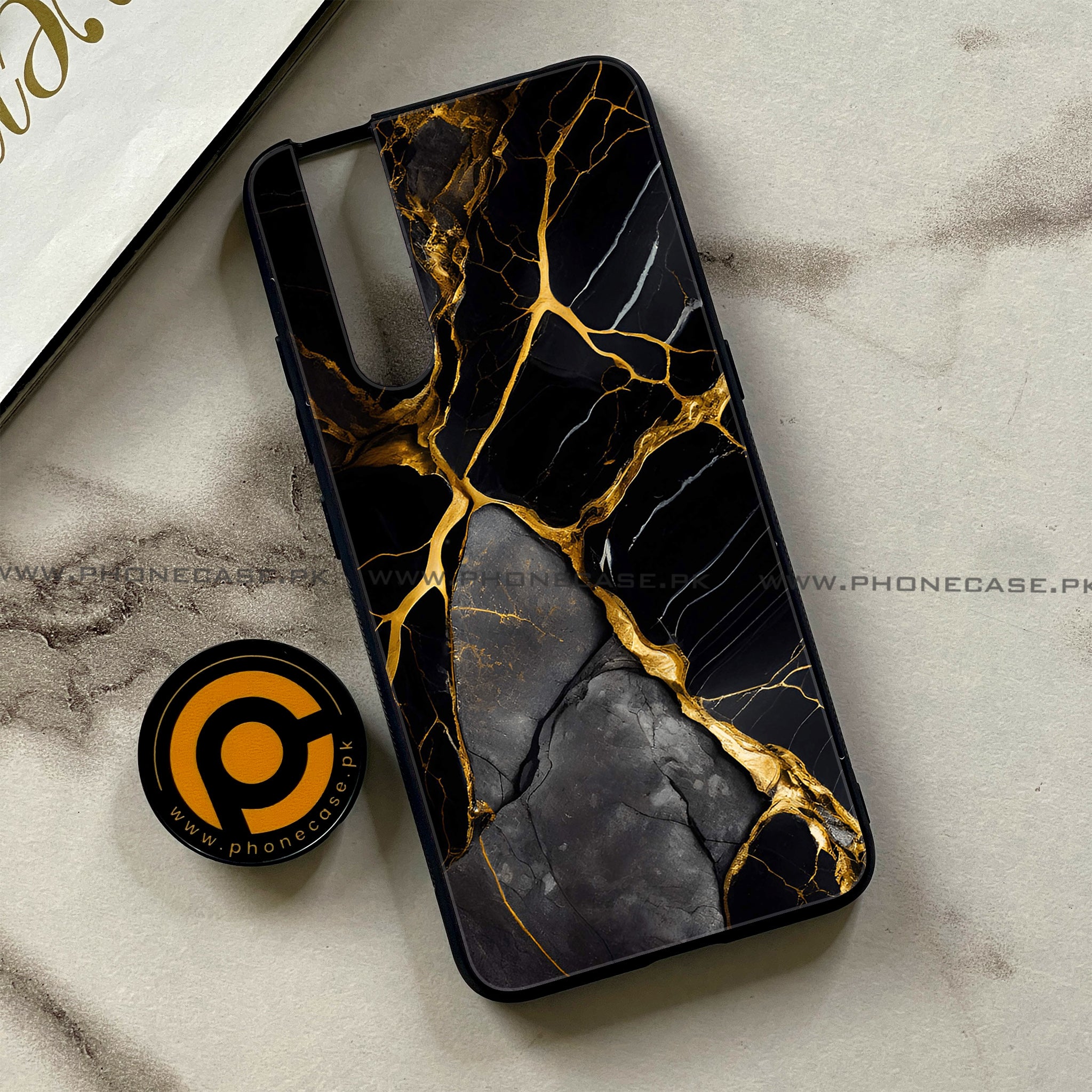 Vivo V15 Pro - Liquid Marble Series - Premium Printed Glass soft Bumper shock Proof Case