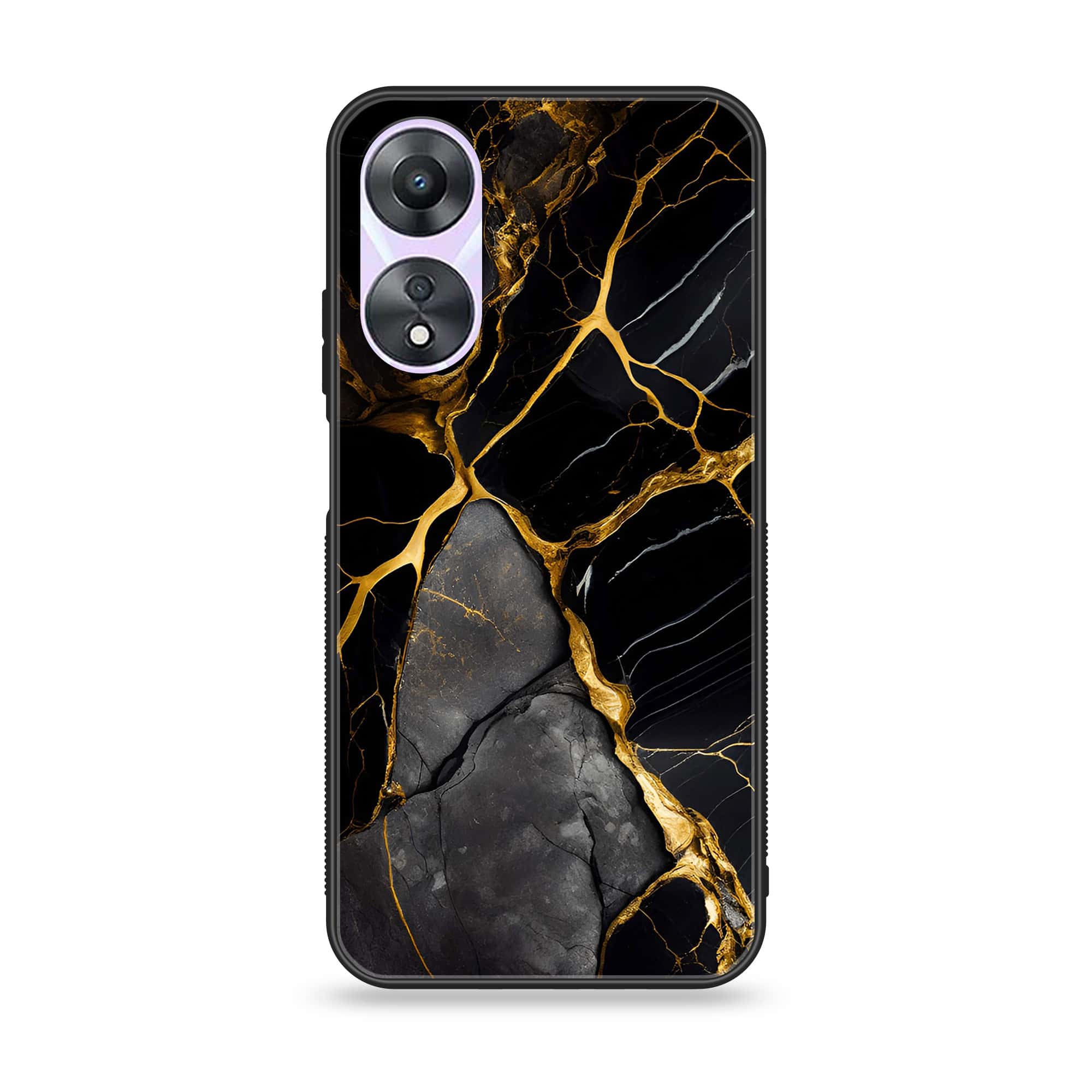 Oppo A78 4G - Liquid Marble Series - Premium Printed Glass soft Bumper shock Proof Case