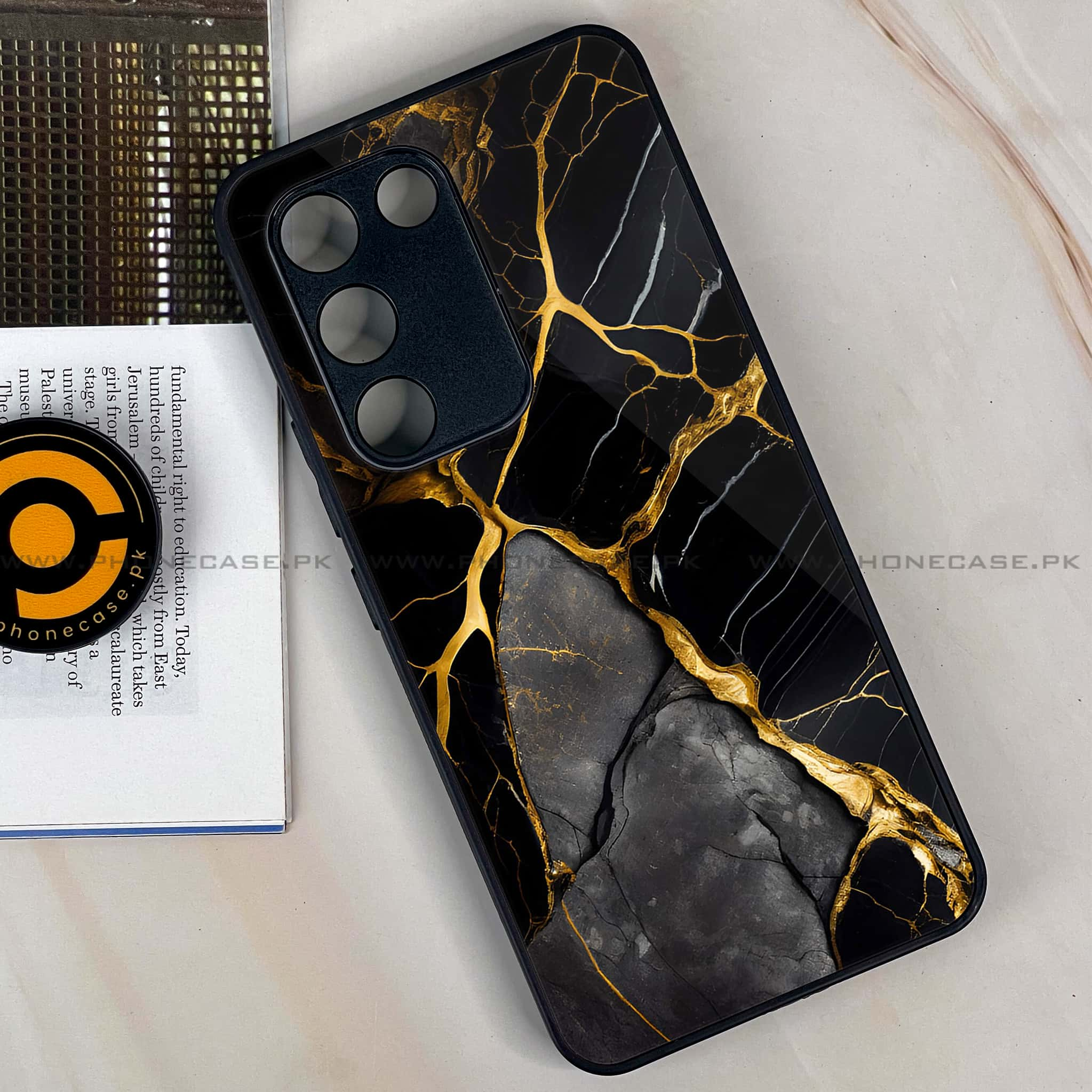 Vivo Y100 - Liquid Marble Series - Premium Printed Glass soft Bumper shock Proof Case