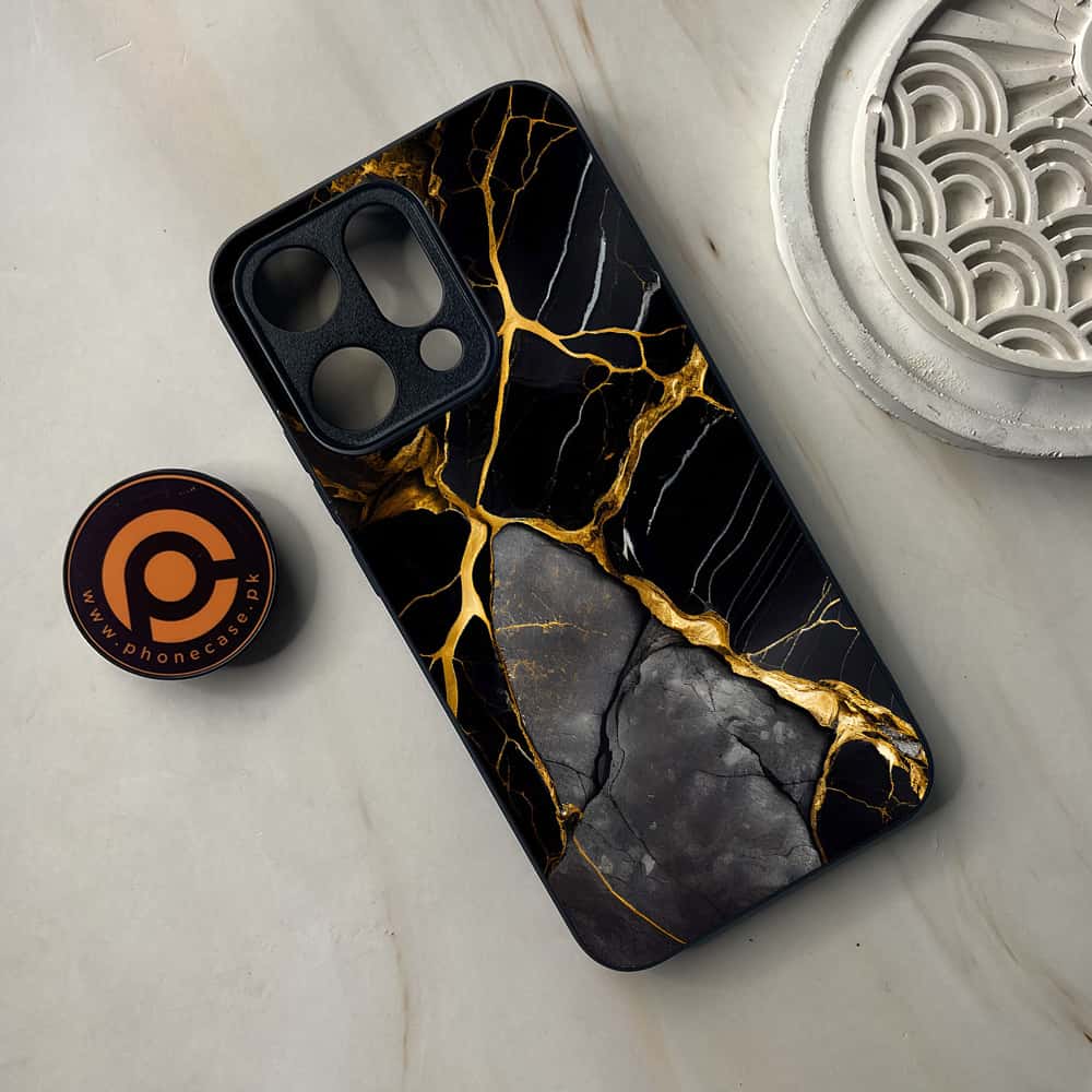 Oppo Reno 14 5G - Liquid Marble Series - Premium Metal Printed soft Bumper shock Proof Case
