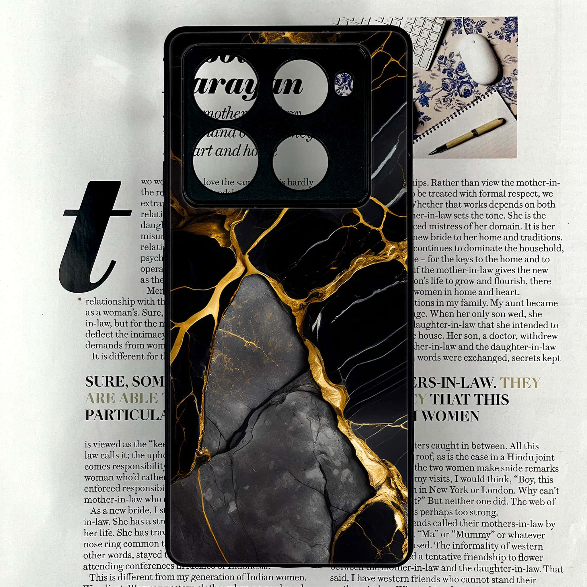 Infinix Note 40 Pro Plus - Liquid Marble Series - Premium Metal Printed soft Bumper shock Proof Case