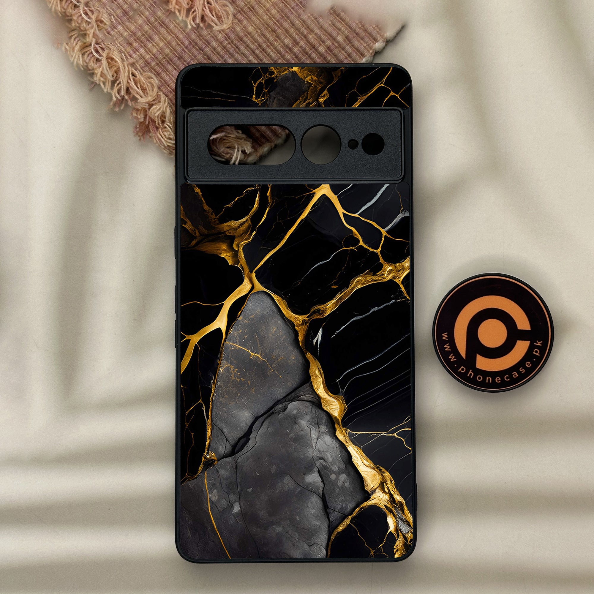 Google Pixel 7 Pro - Liquid Marble Series - Premium Metal Printed soft Bumper Shock Proof Case