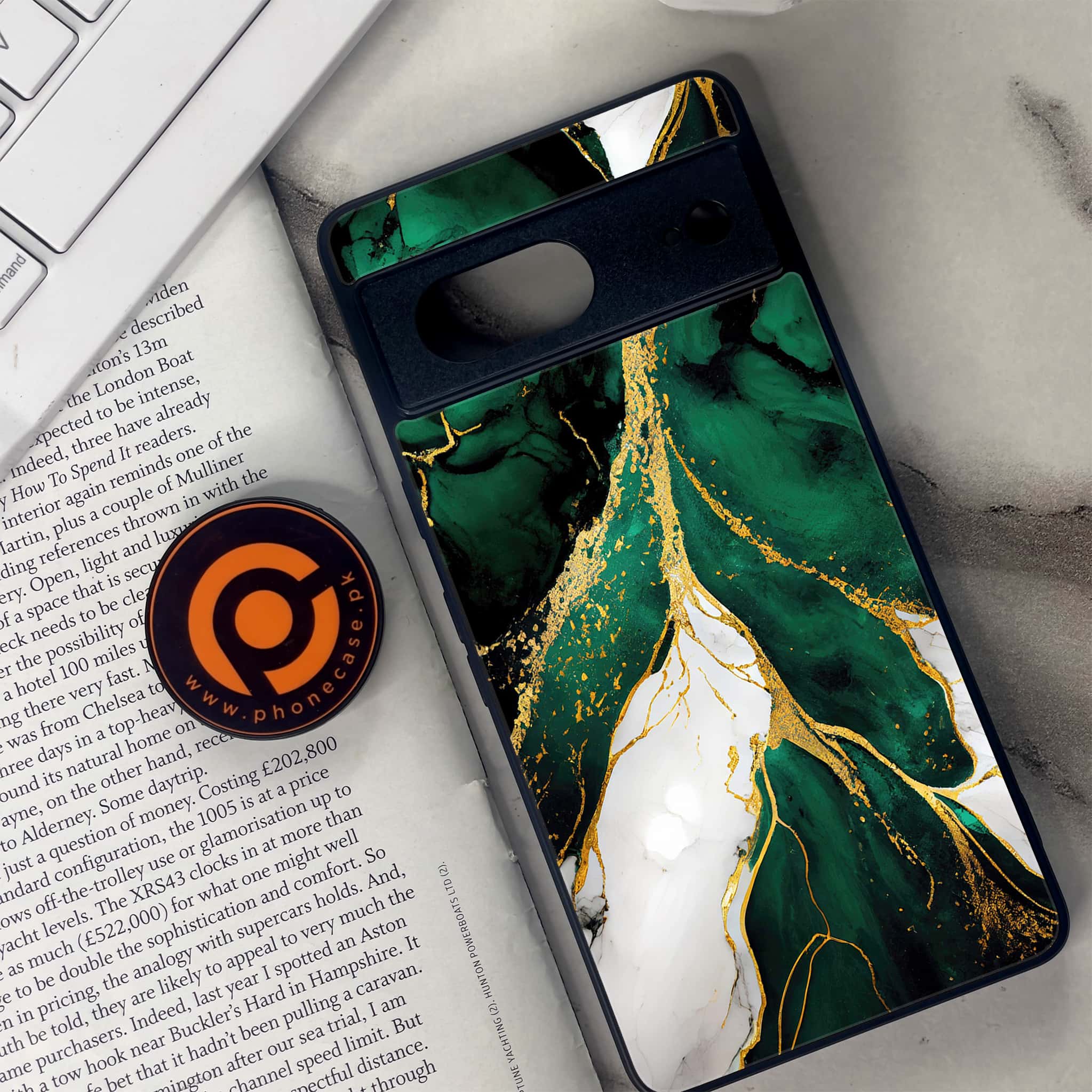 Google Pixel 7 - Liquid Marble Series - Premium Metal Printed soft Bumper Shock Proof Case