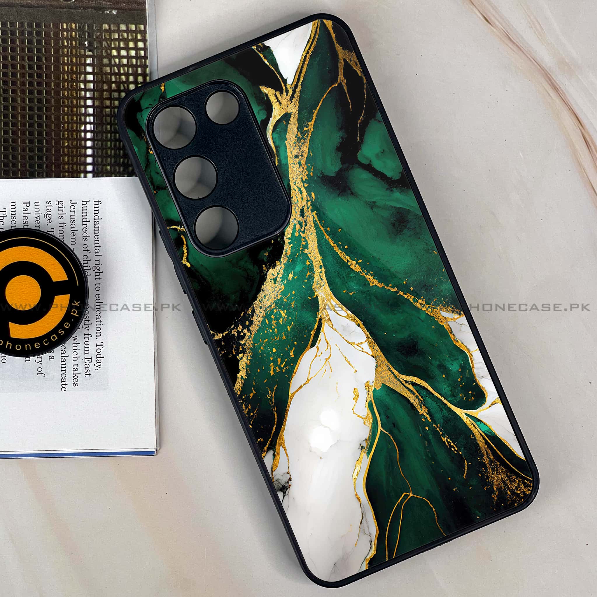 Vivo Y200e - Liquid Marble Series - Premium Metal Printed soft Bumper shock Proof Case