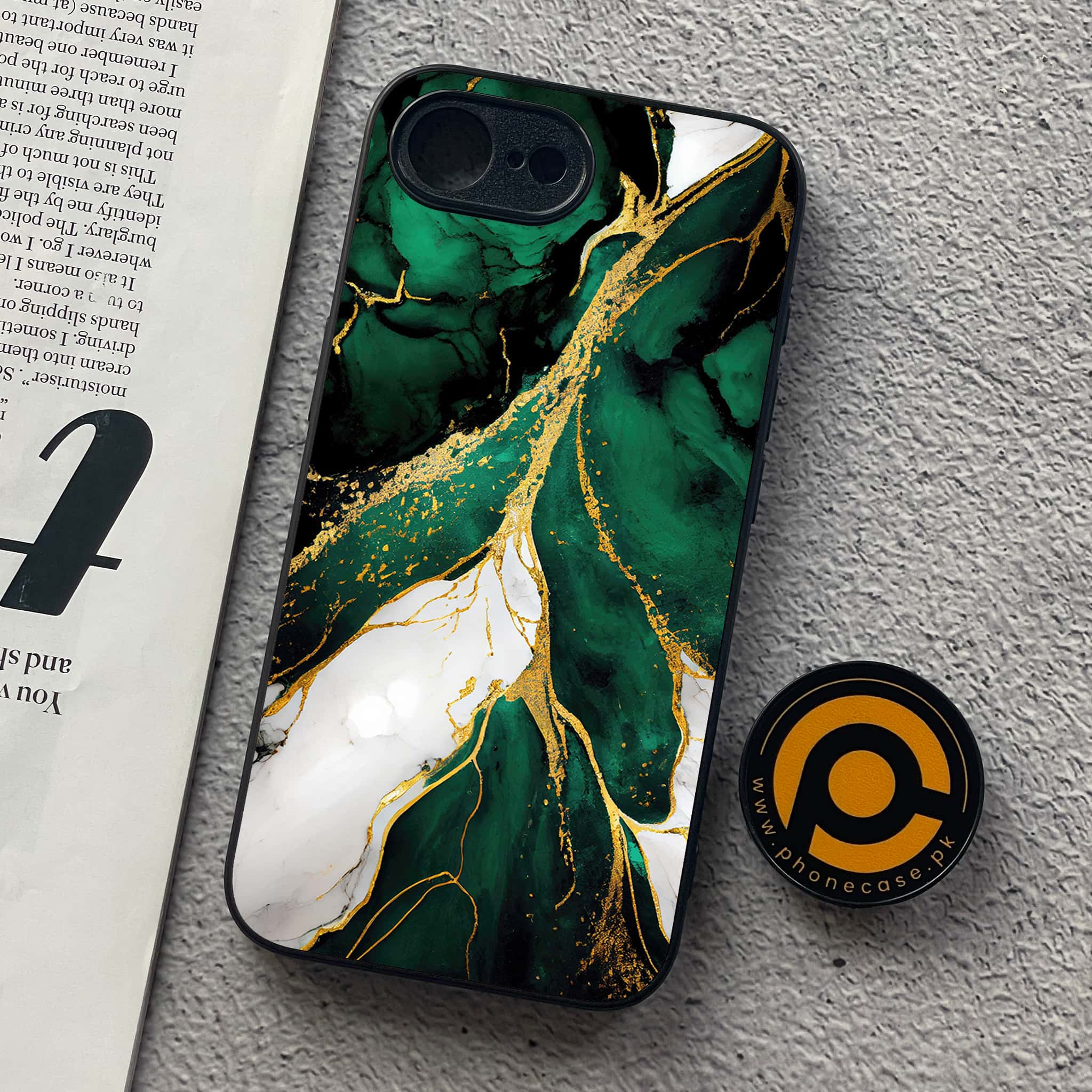 iPhone 16e - Liquid Marble Series - Premium Metal  Printed soft Bumper shock Proof Case
