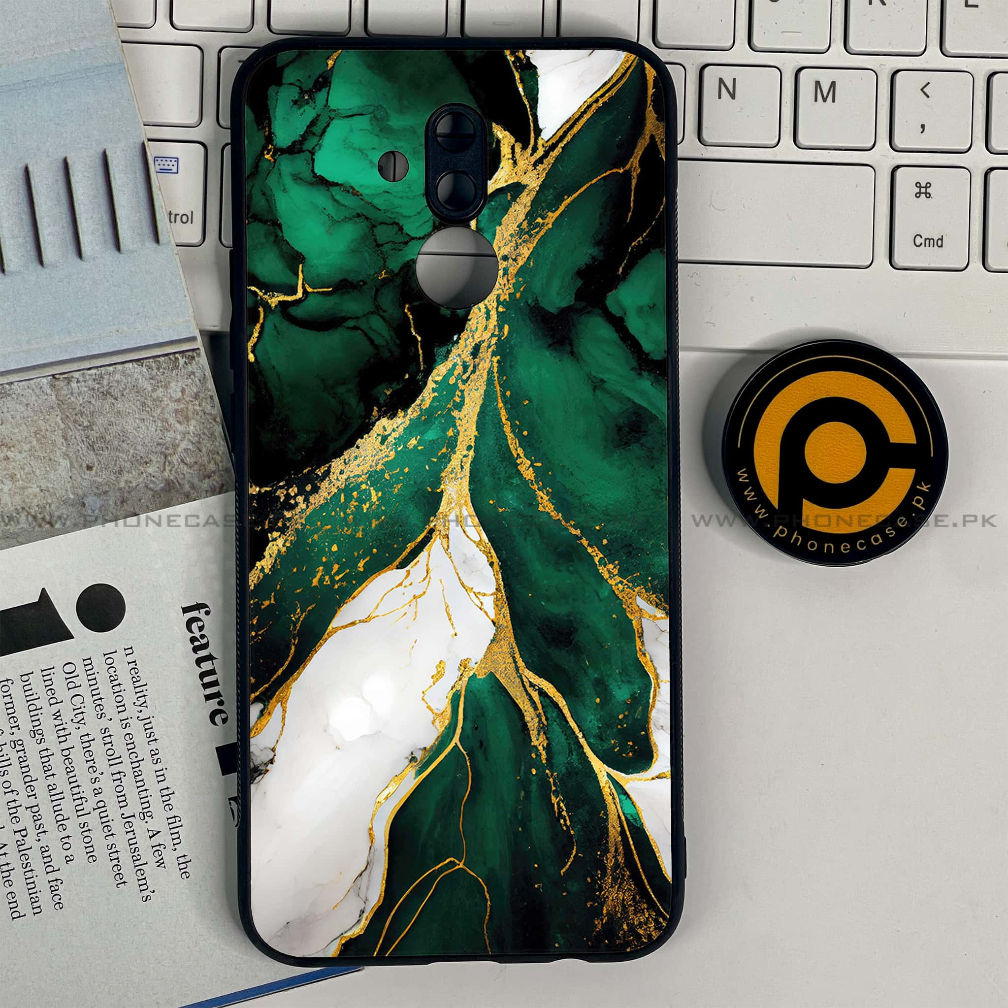 Huawei Mate 20 Lite - Liquid Marble Series - Premium Printed Glass soft Bumper shock Proof Case