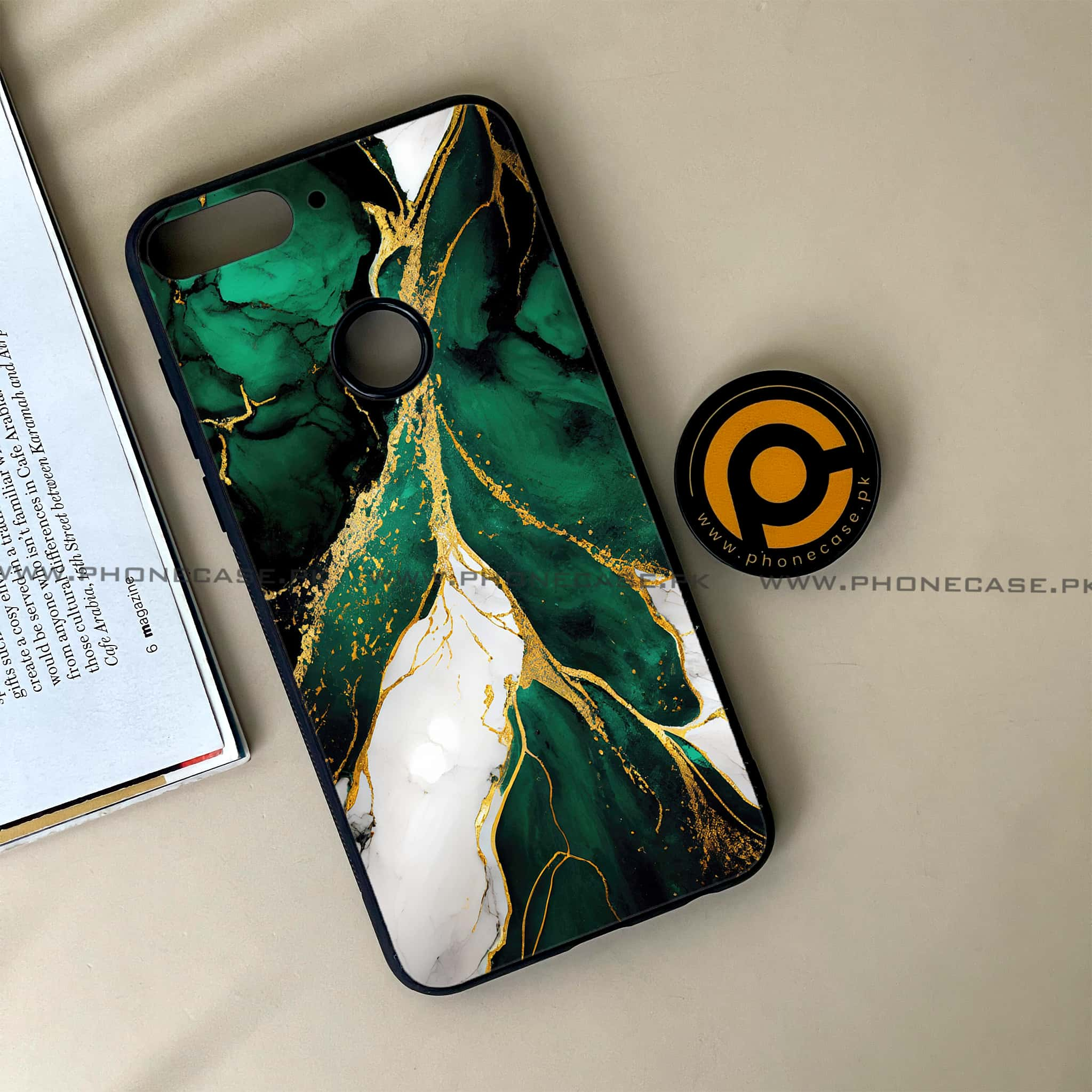 Huawei Y7 Prime (2018) -  Liquid Marble Series - Premium Printed Glass soft Bumper shock Proof Case