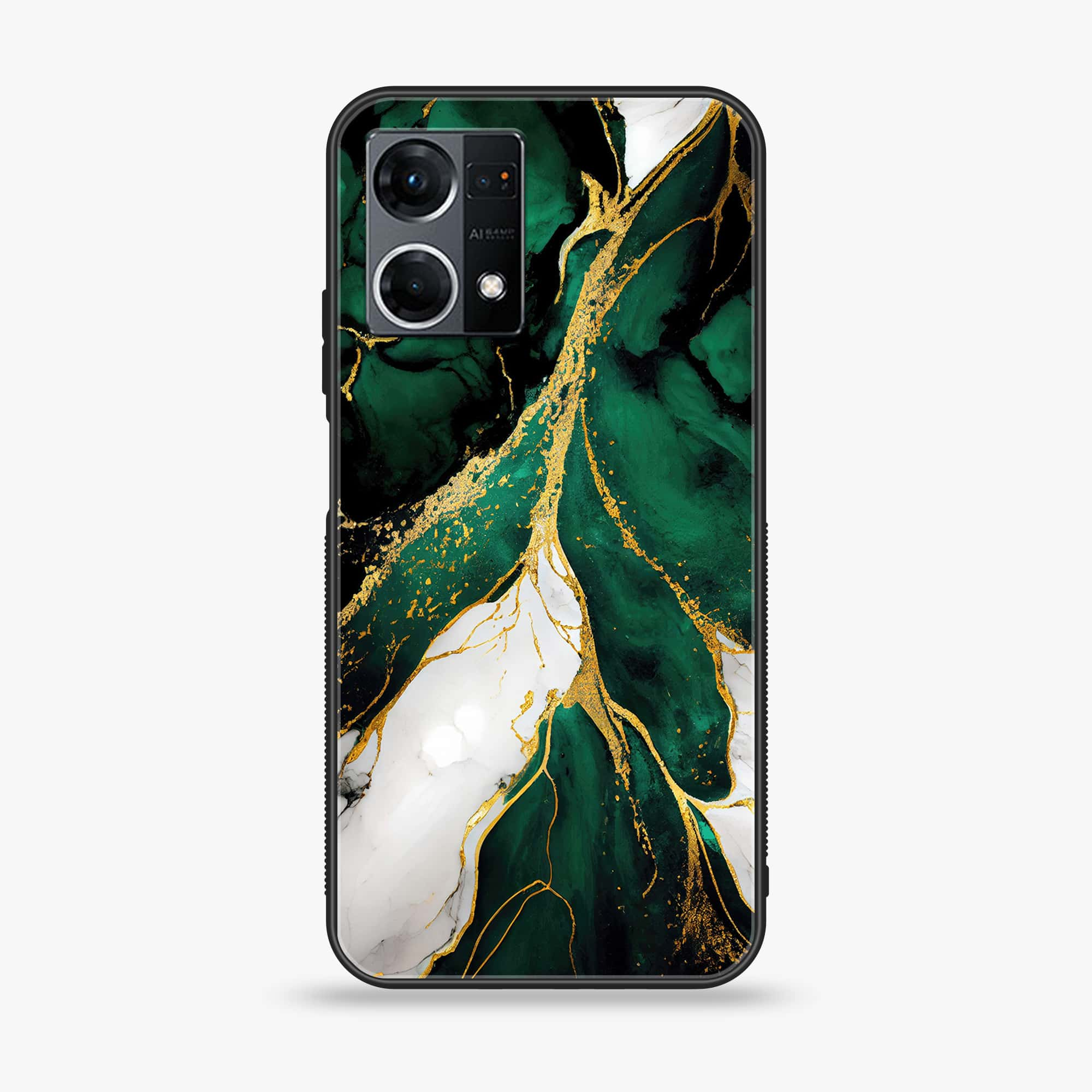 Oppo Reno 7 - Liquid Marble Series - Premium Printed Glass soft Bumper shock Proof Case