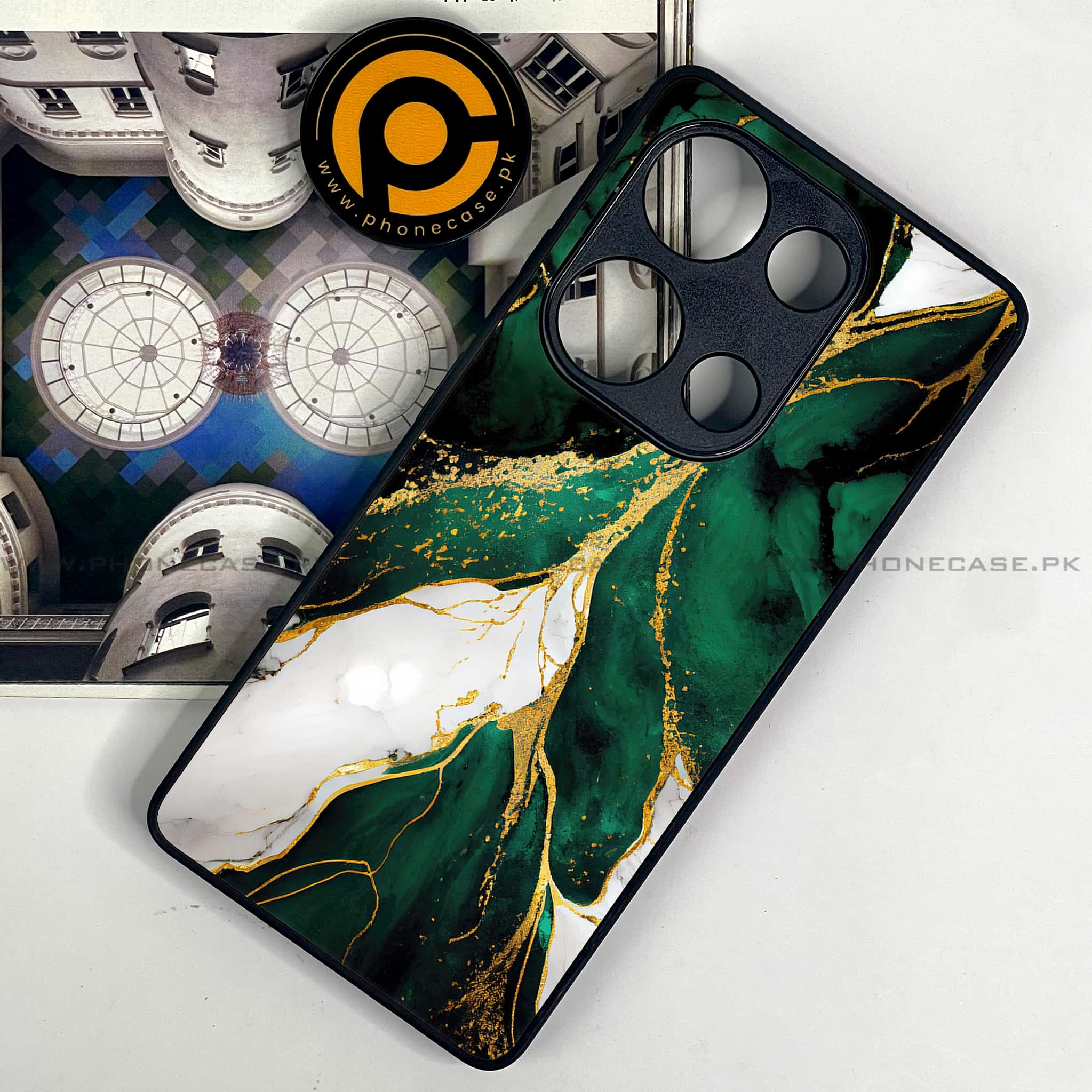 Redmi Note 13 Pro 4G - Liquid Marble Series - Premium Metal Printed soft Bumper shock Proof Case