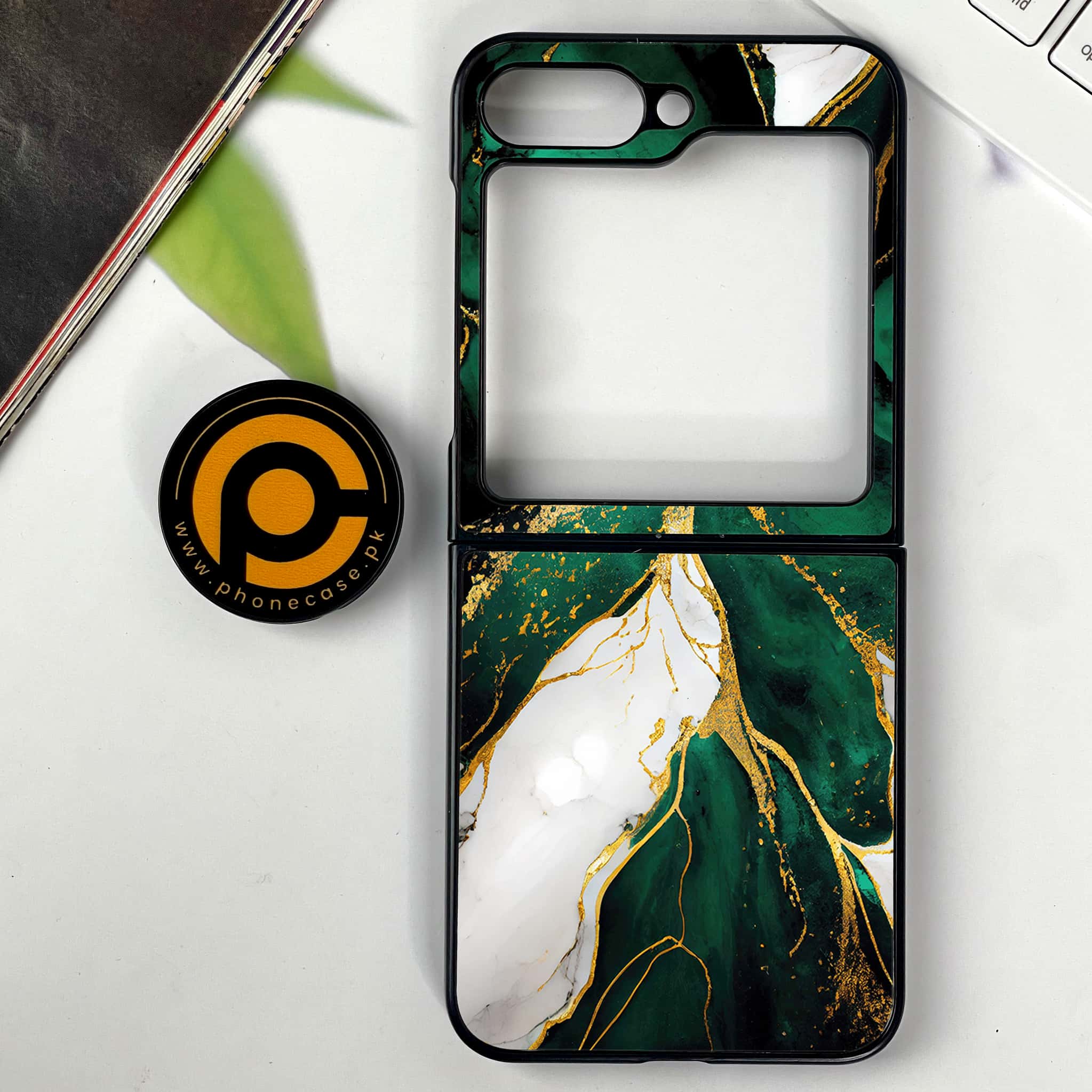 Galaxy Z Flip 7 - Liquid Marble Series - Premium Metal Printed soft Bumper shock Proof Case