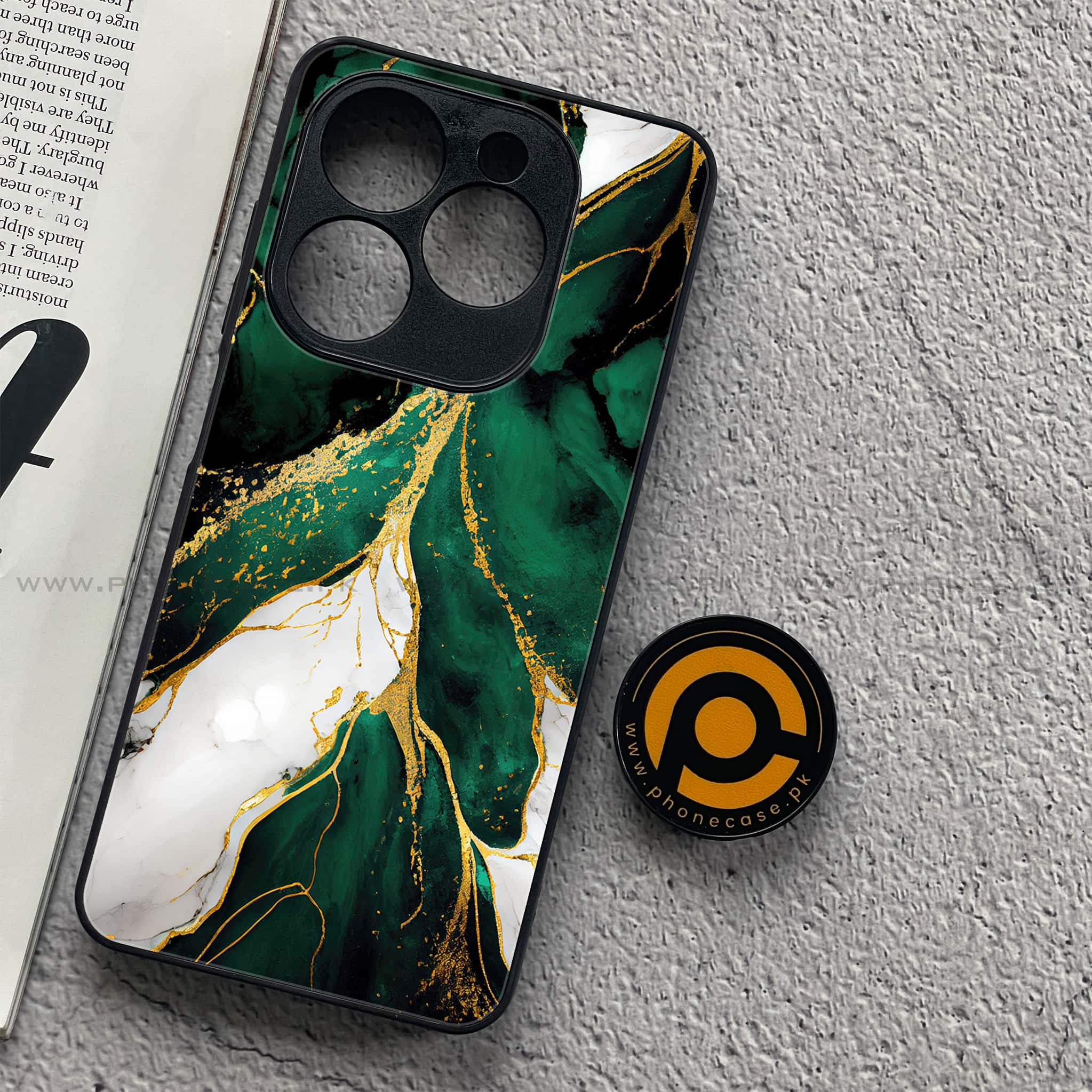 Tecno Spark 20C - Liquid Marble Series - Premium Printed Glass soft Bumper shock Proof Case