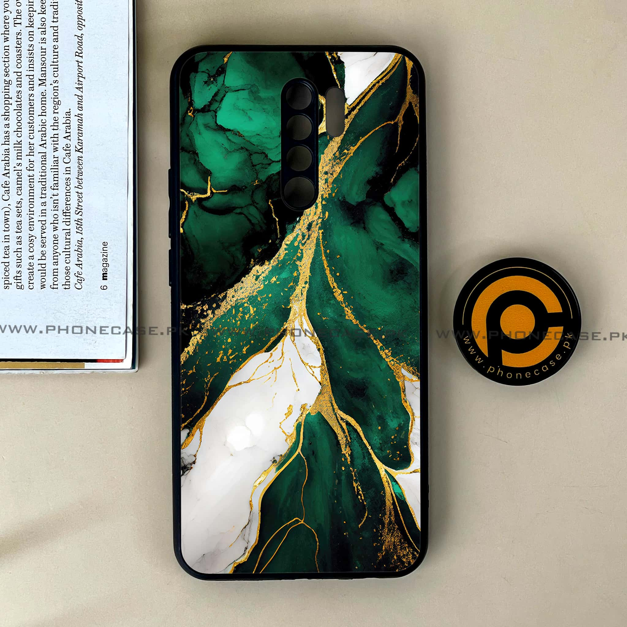 Xiaomi Redmi 9 - Liquid Marble Series - Premium Printed Glass soft Bumper shock Proof Case