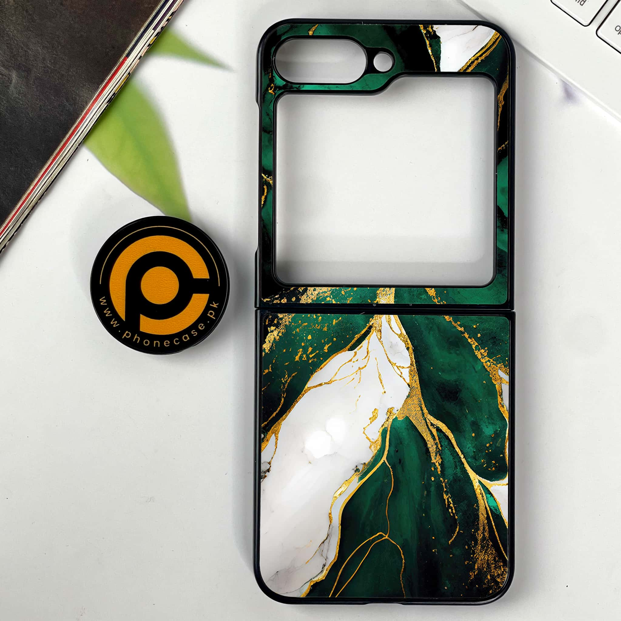 Galaxy Z Flip 6 - Liquid Marble Series - Premium Printed Glass soft Bumper shock Proof Case