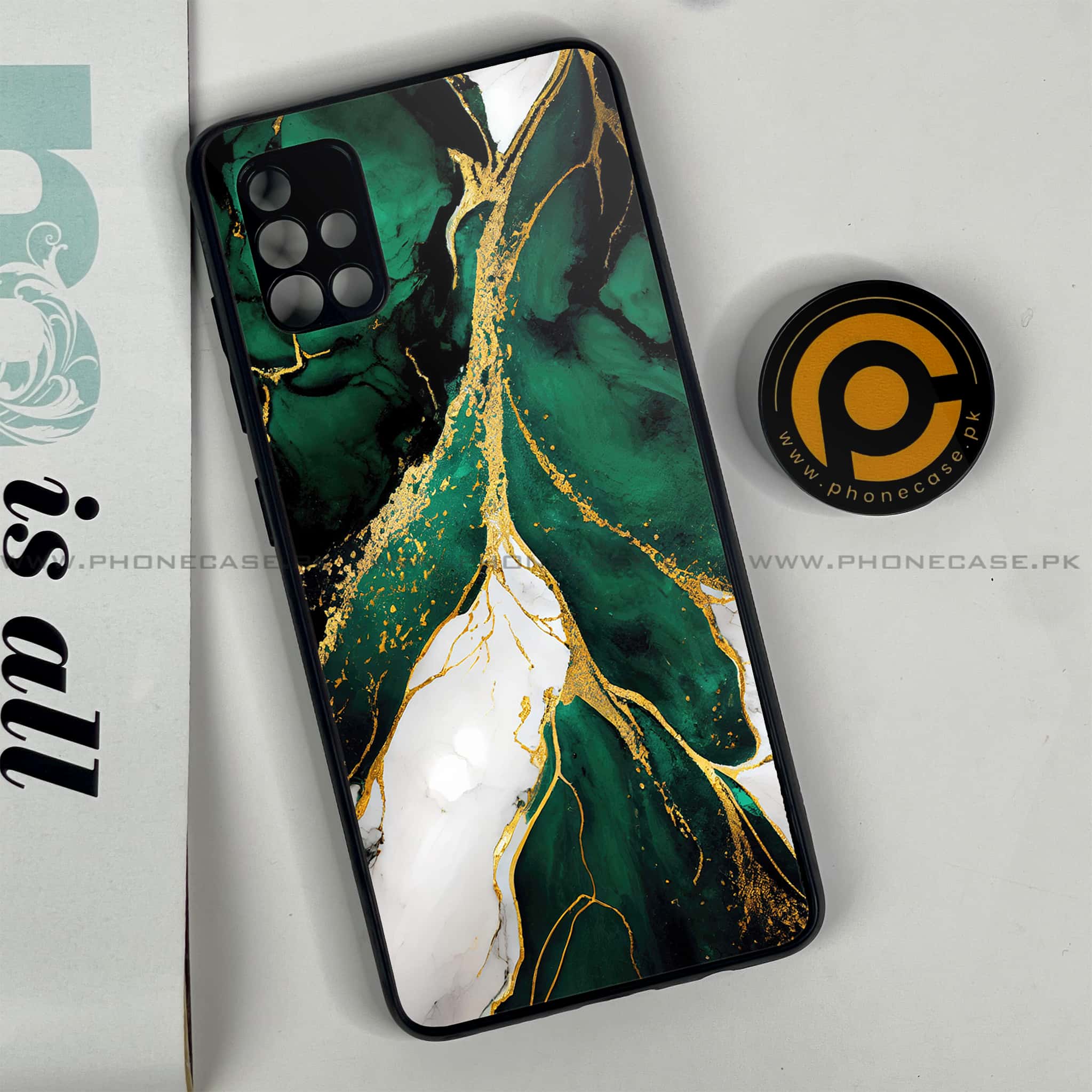 Samsung Galaxy A51 Liquid Marble Series Premium Printed Glass soft Bumper shock Proof Case