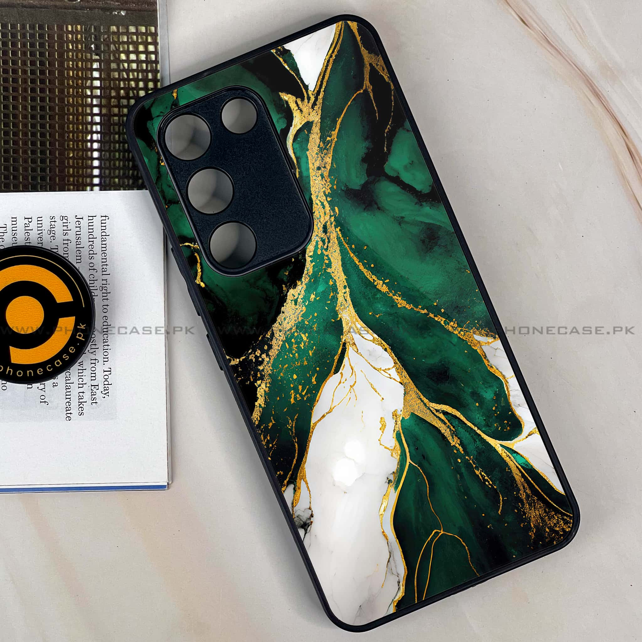 Vivo Y100 - Liquid Marble Series - Premium Printed Glass soft Bumper shock Proof Case