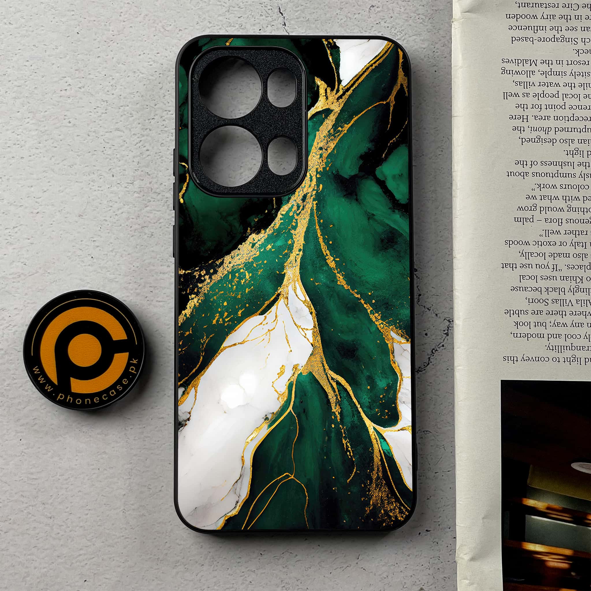 Oppo Reno 13 Pro - Liquid Marble Series - Premium Metal Printed Soft Bumper Shockproof Case
