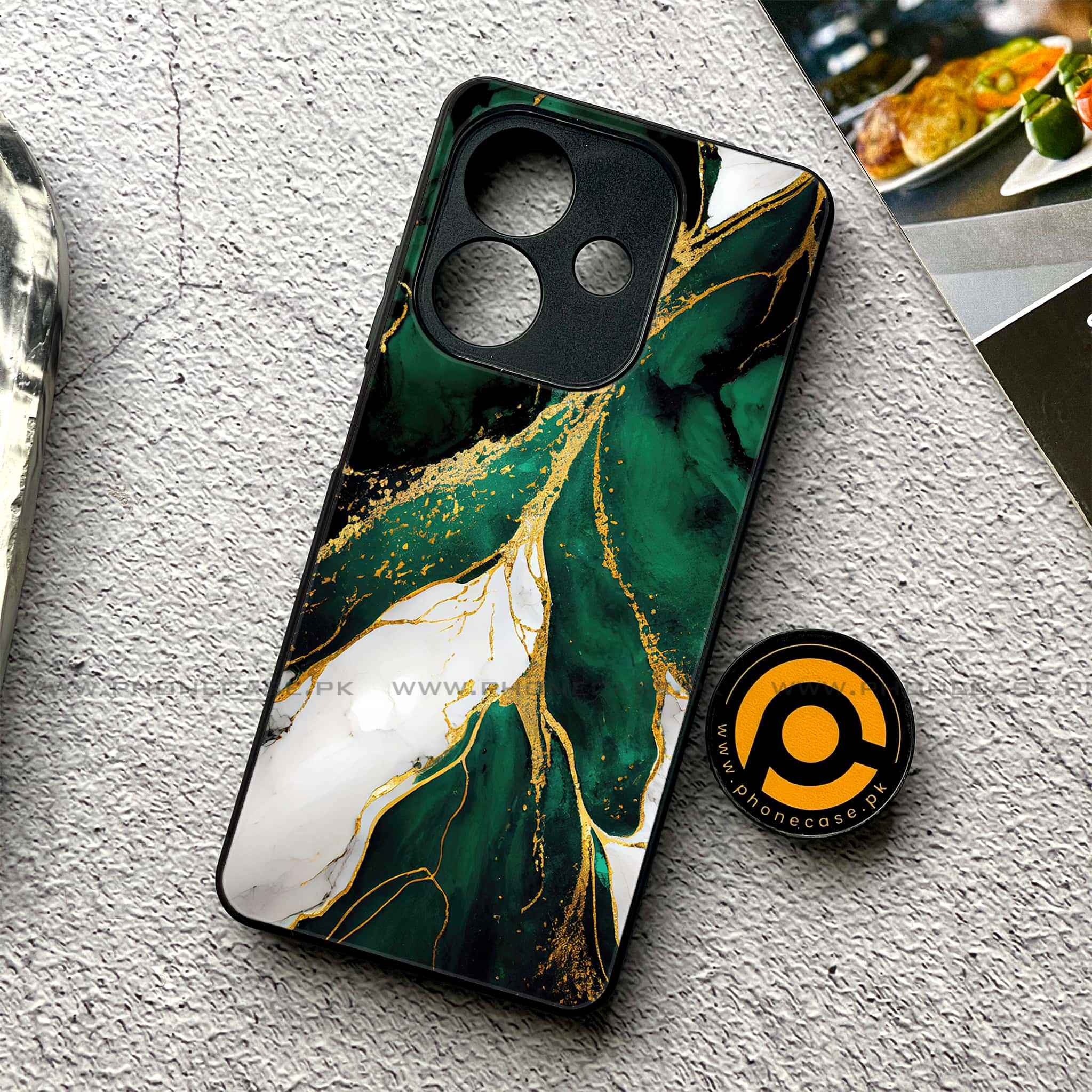 Oppo A3x - Liquid Marble Series - Premium Printed Glass soft Bumper shock Proof Case