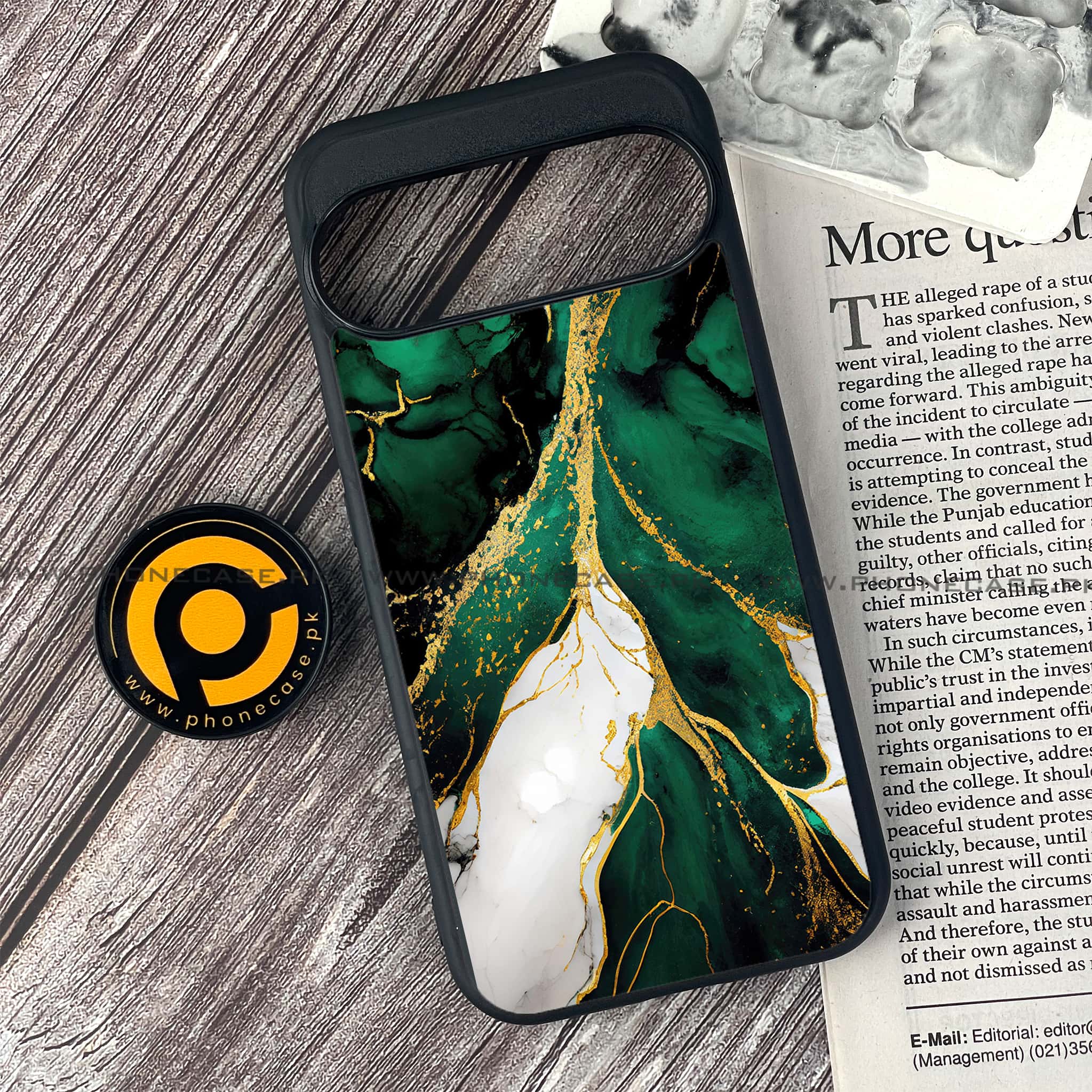 Google Pixel 9 - Liquid Marble Series - Premium Metal Printed soft Bumper Shock Proof Case