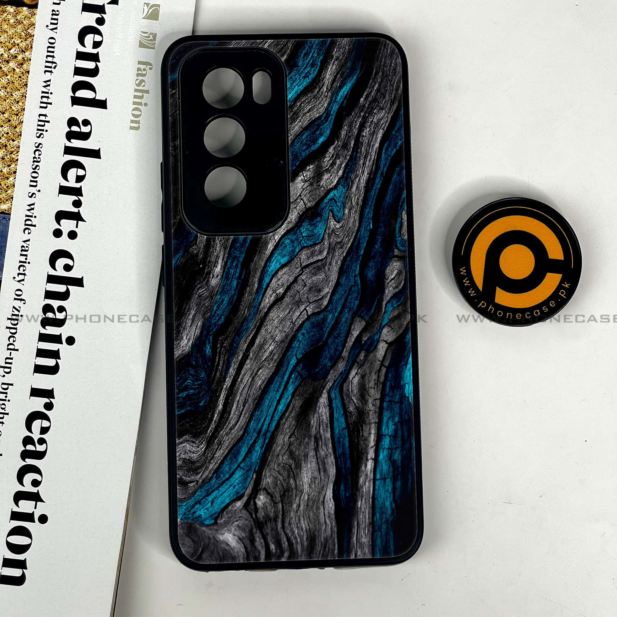 Oppo Reno 12 5G - Liquid Marble Series - Premium Printed Glass soft Bumper shock Proof Case