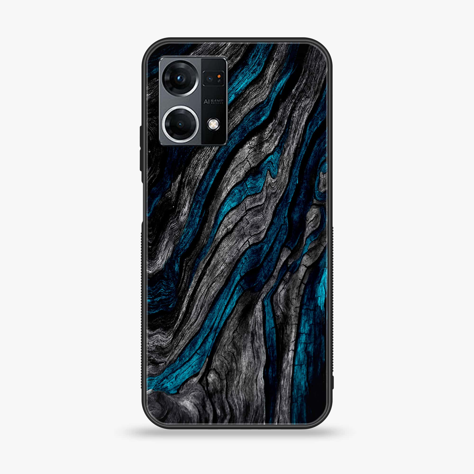 Oppo Reno 7 - Liquid Marble Series - Premium Printed Glass soft Bumper shock Proof Case