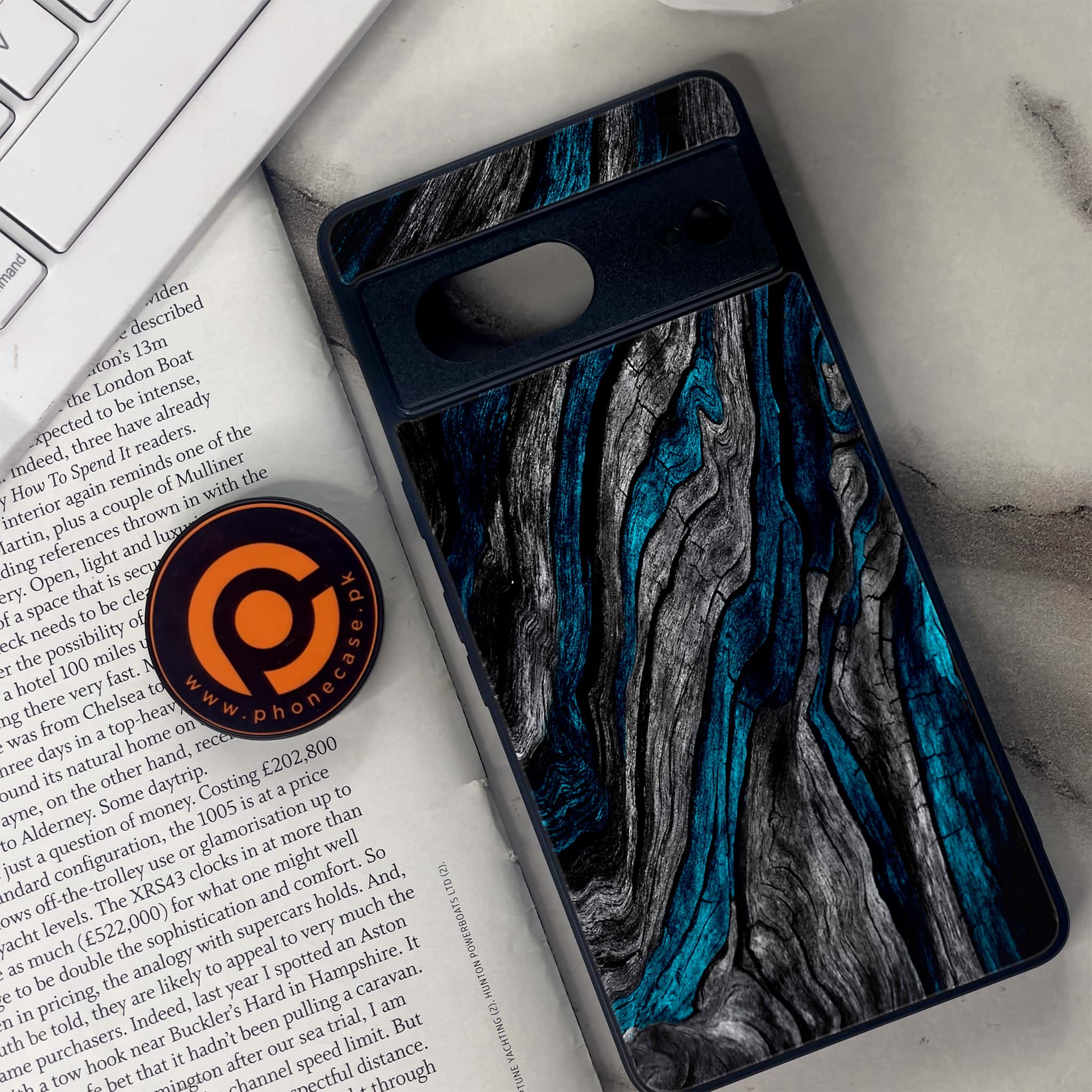 Google Pixel 7 - Liquid Marble Series - Premium Metal Printed soft Bumper Shock Proof Case