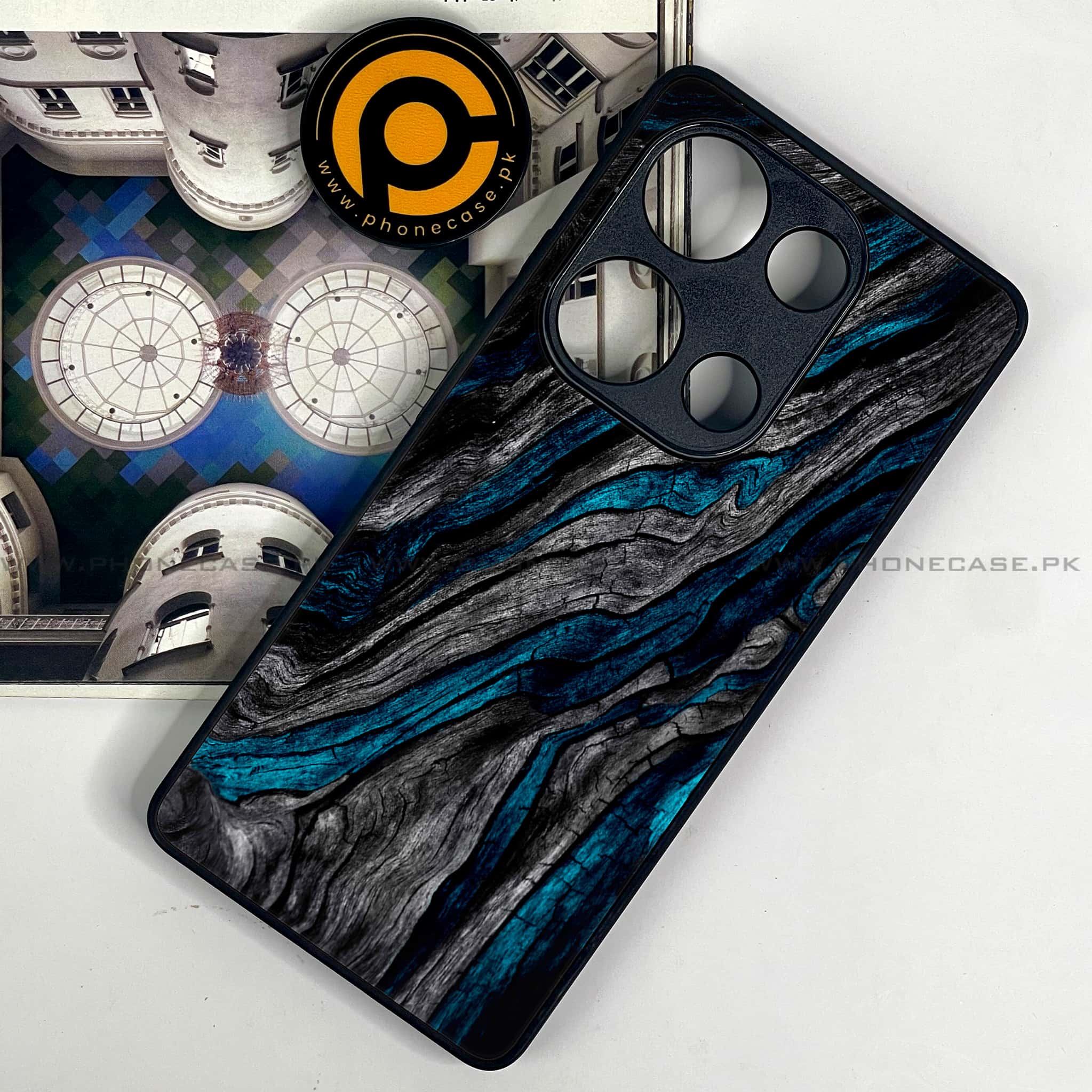 Redmi Note 13 Pro 4G - Liquid Marble Series - Premium Metal Printed soft Bumper shock Proof Case