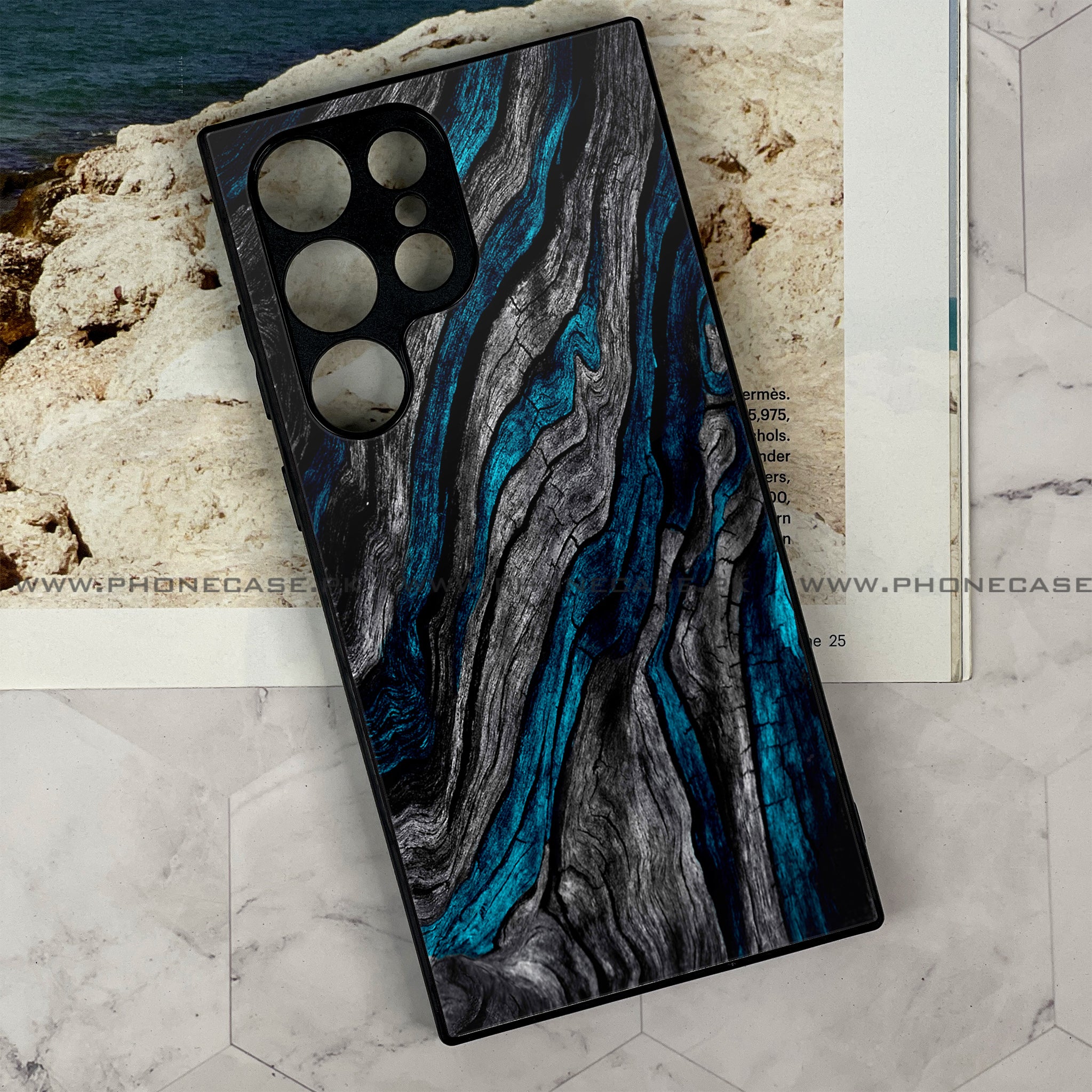 Samsung Galaxy S23 Ultra - Liquid Marble Series - Premium Printed Glass soft Bumper shock Proof Case