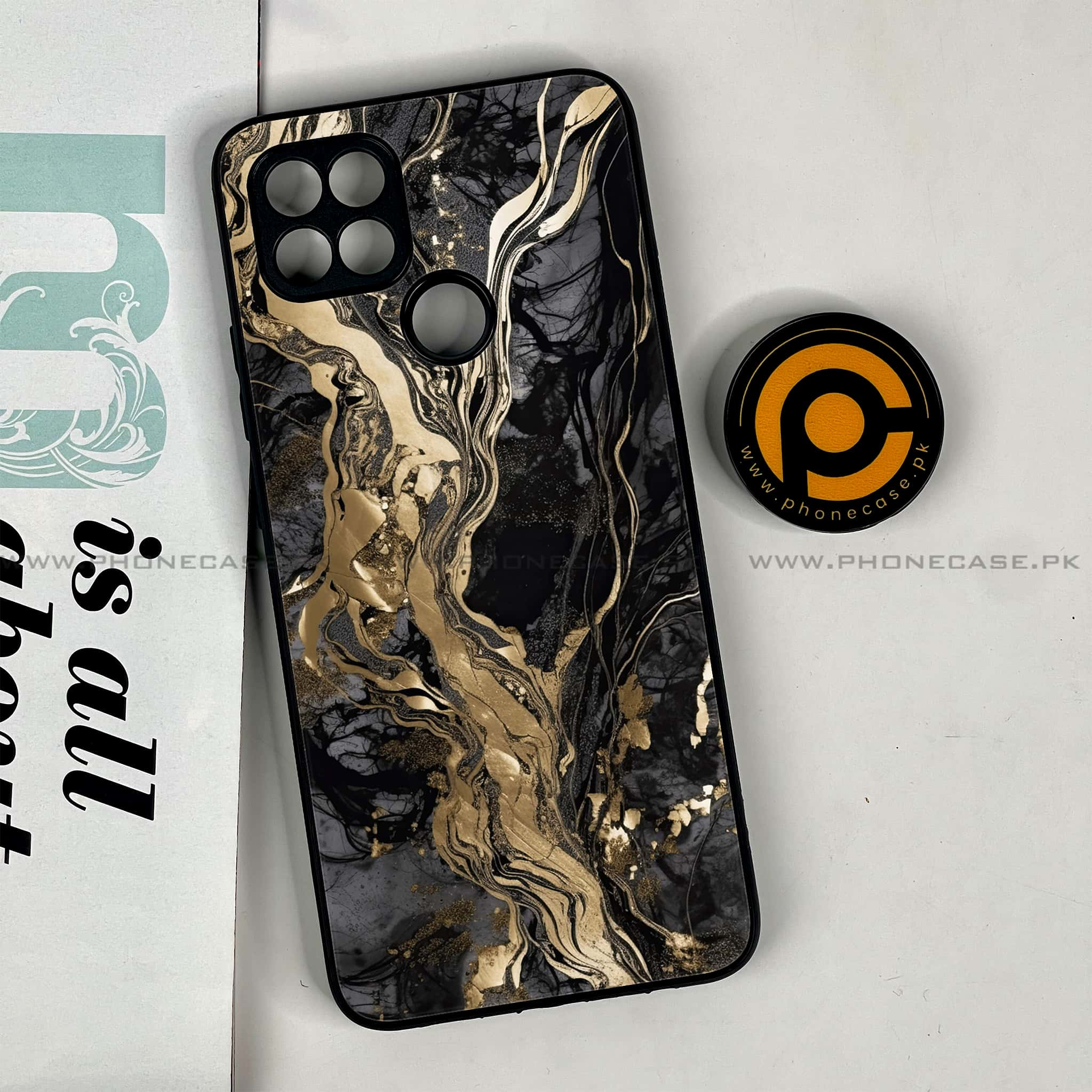 Oppo A15s - Liquid Marble Series - Premium Printed Glass soft Bumper shock Proof Case