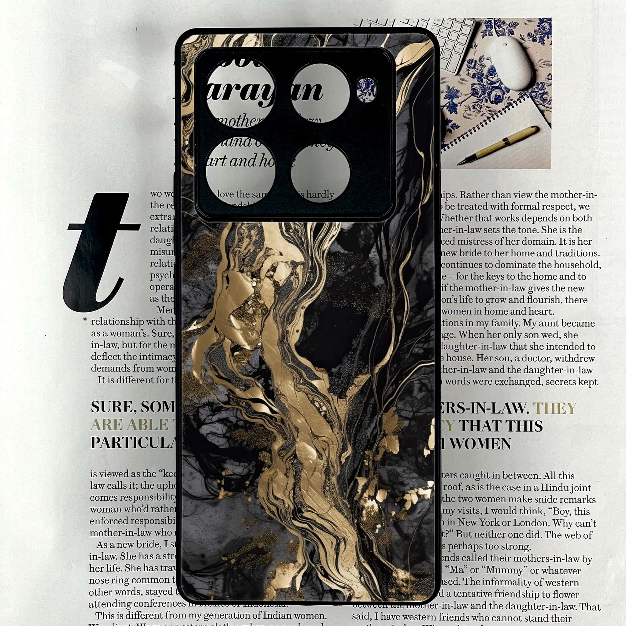 Infinix Note 40 Pro Plus - Liquid Marble Series - Premium Metal Printed soft Bumper shock Proof Case