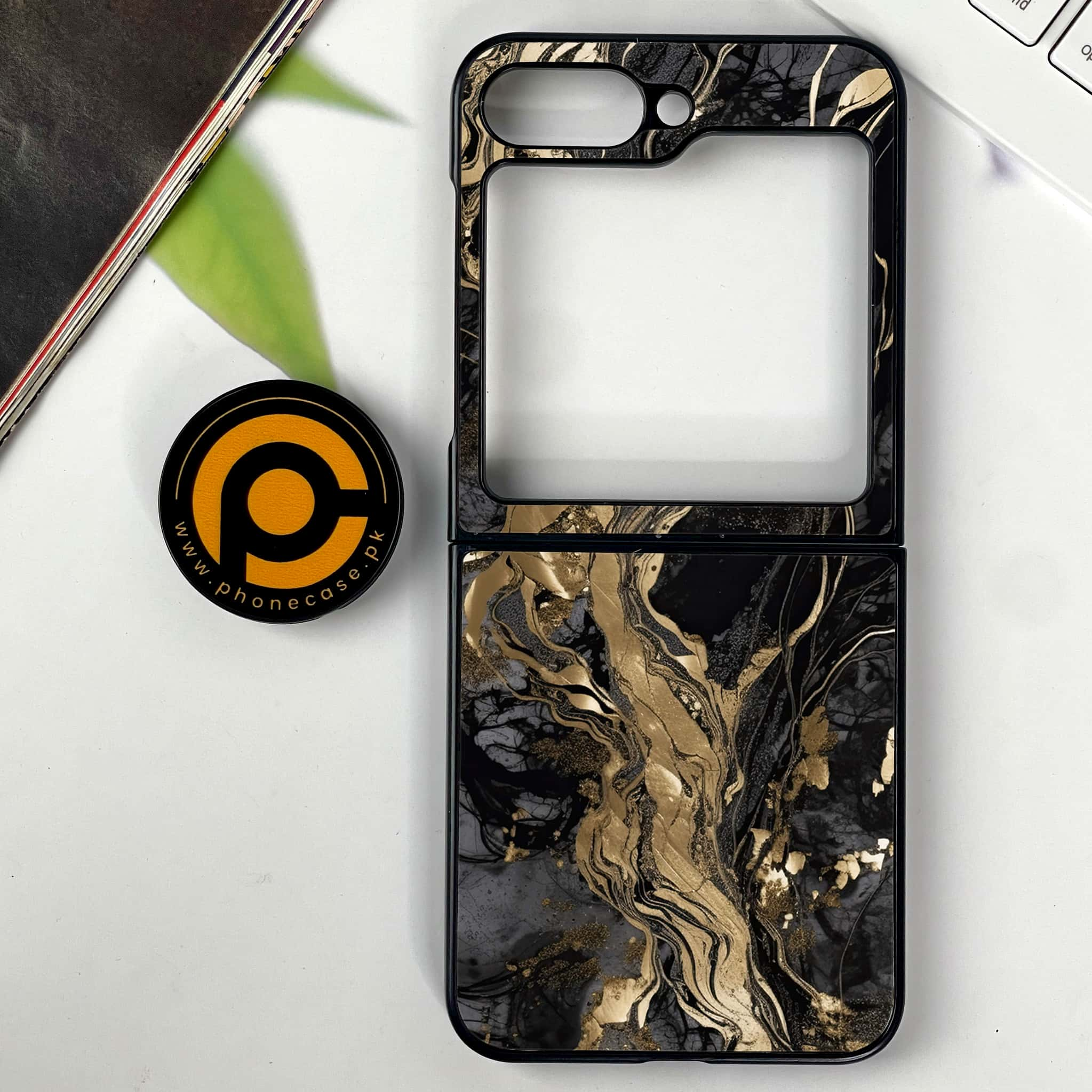 Galaxy Z Flip 6 - Liquid Marble Series - Premium Printed Glass soft Bumper shock Proof Case