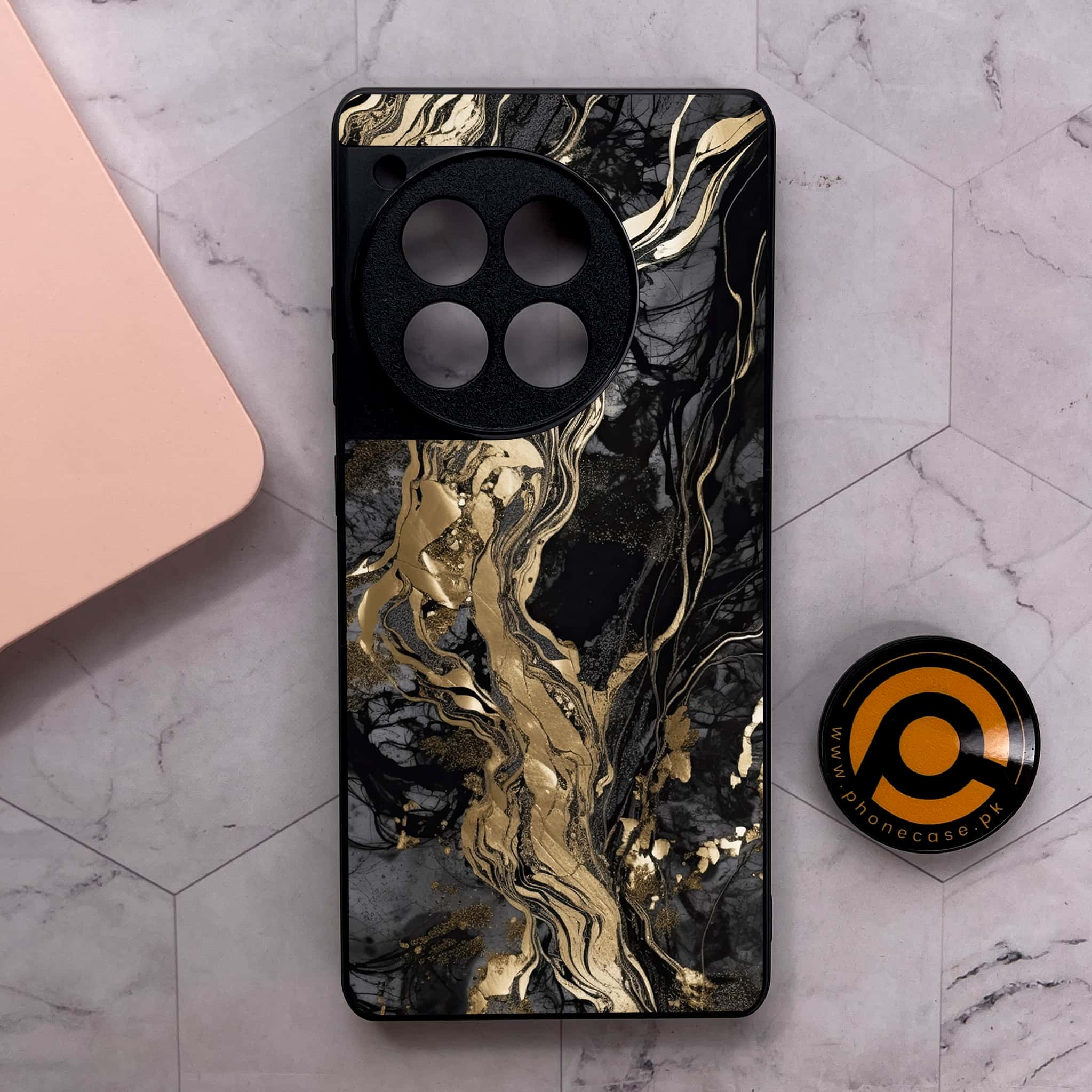 OnePlus 12R - Liquid Marble Series - Premium Metal Printed soft Bumper shock Proof Case
