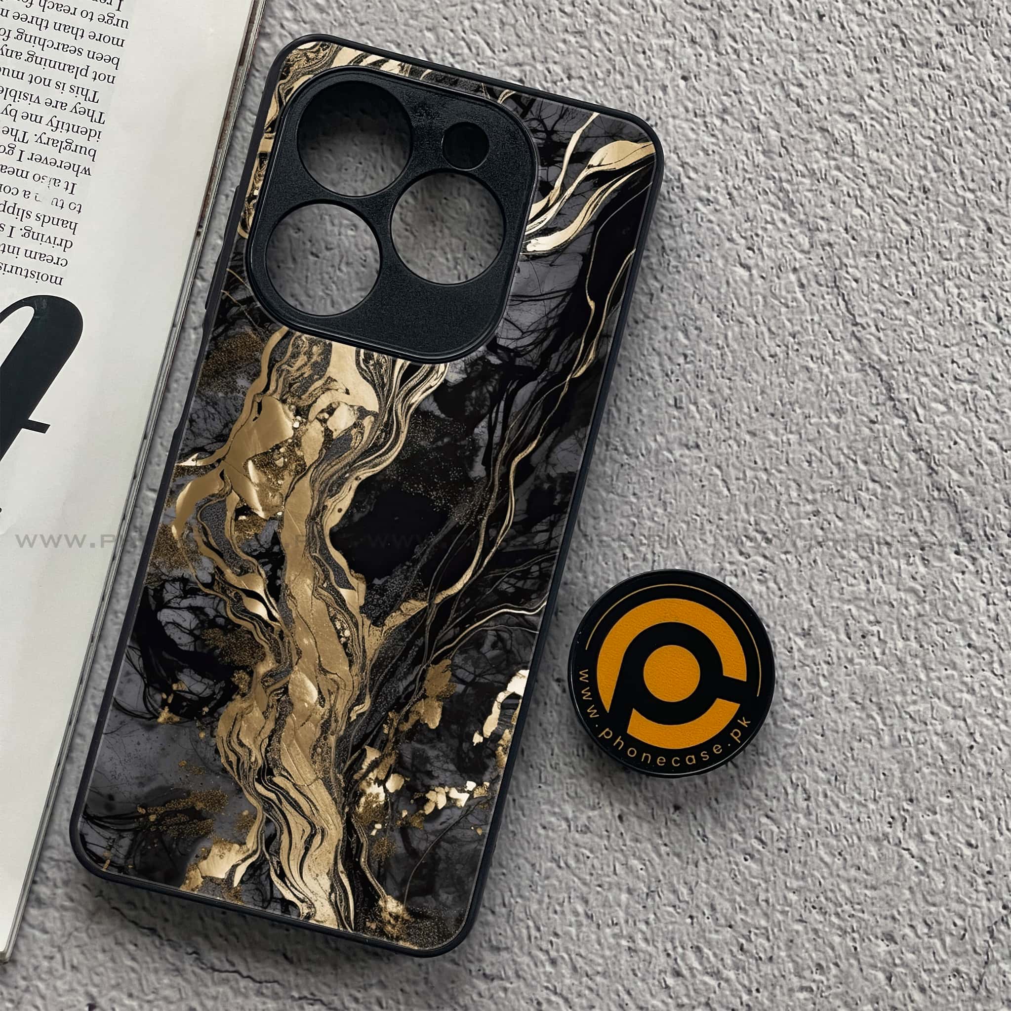 Tecno Spark 20C - Liquid Marble Series - Premium Printed Glass soft Bumper shock Proof Case