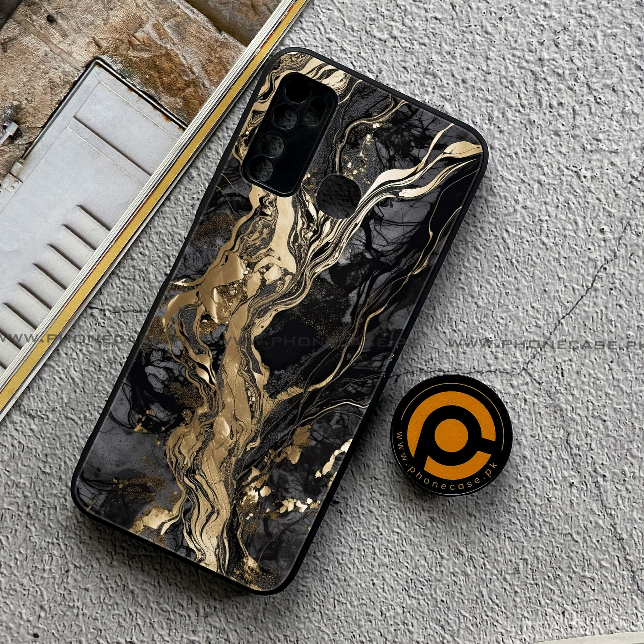 Infinix Note 7 Lite - Liquid Marble Series - Premium Printed Metal soft Bumper shock Proof Case