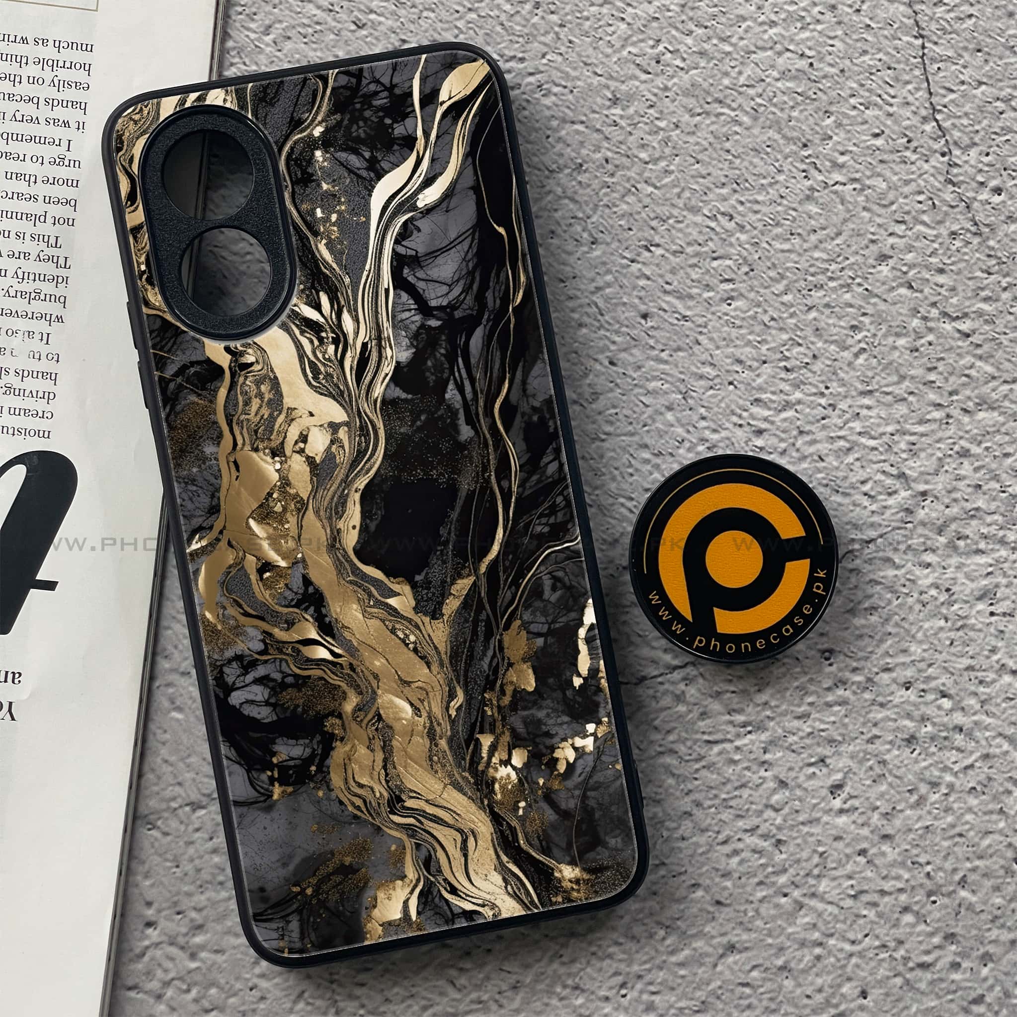 Oppo A18 4G - Liquid Marble Series - Premium Printed Glass soft Bumper shock Proof Case