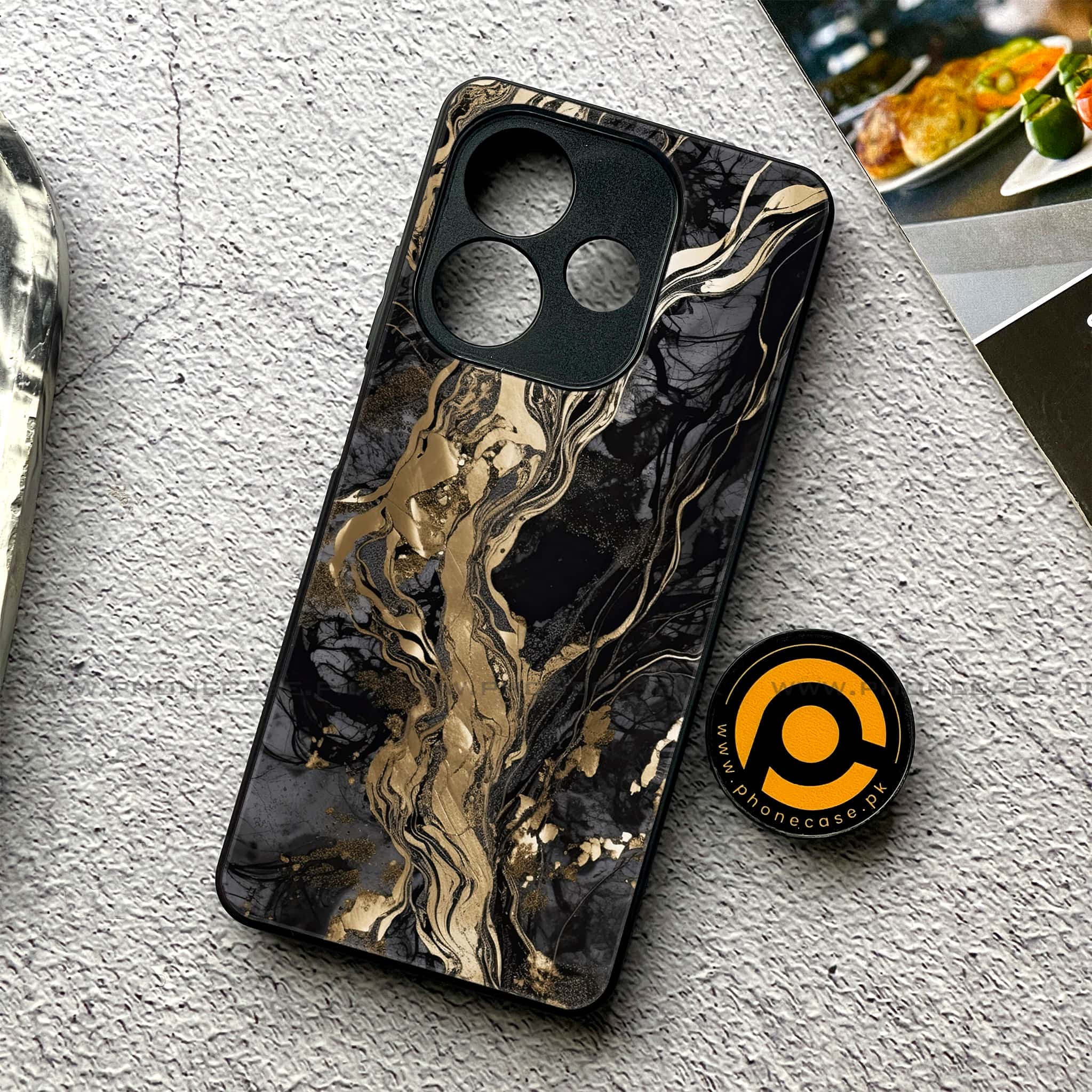 Oppo A5 Pro - Liquid Marble Series - Premium Metal Printed soft Bumper shock Proof Case