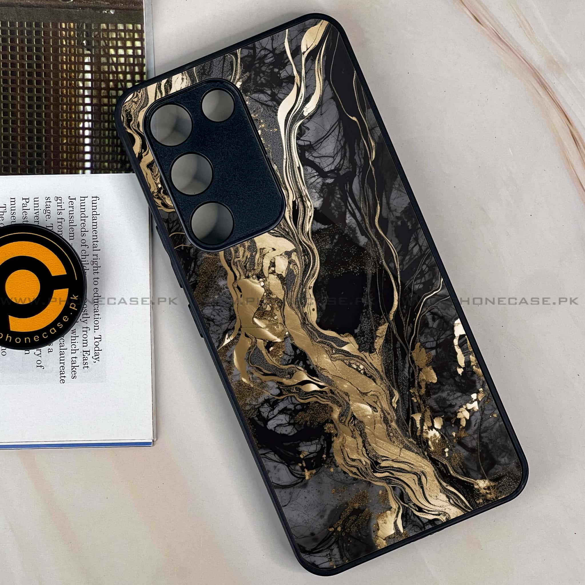 Vivo Y200e - Liquid Marble Series - Premium Metal Printed soft Bumper shock Proof Case